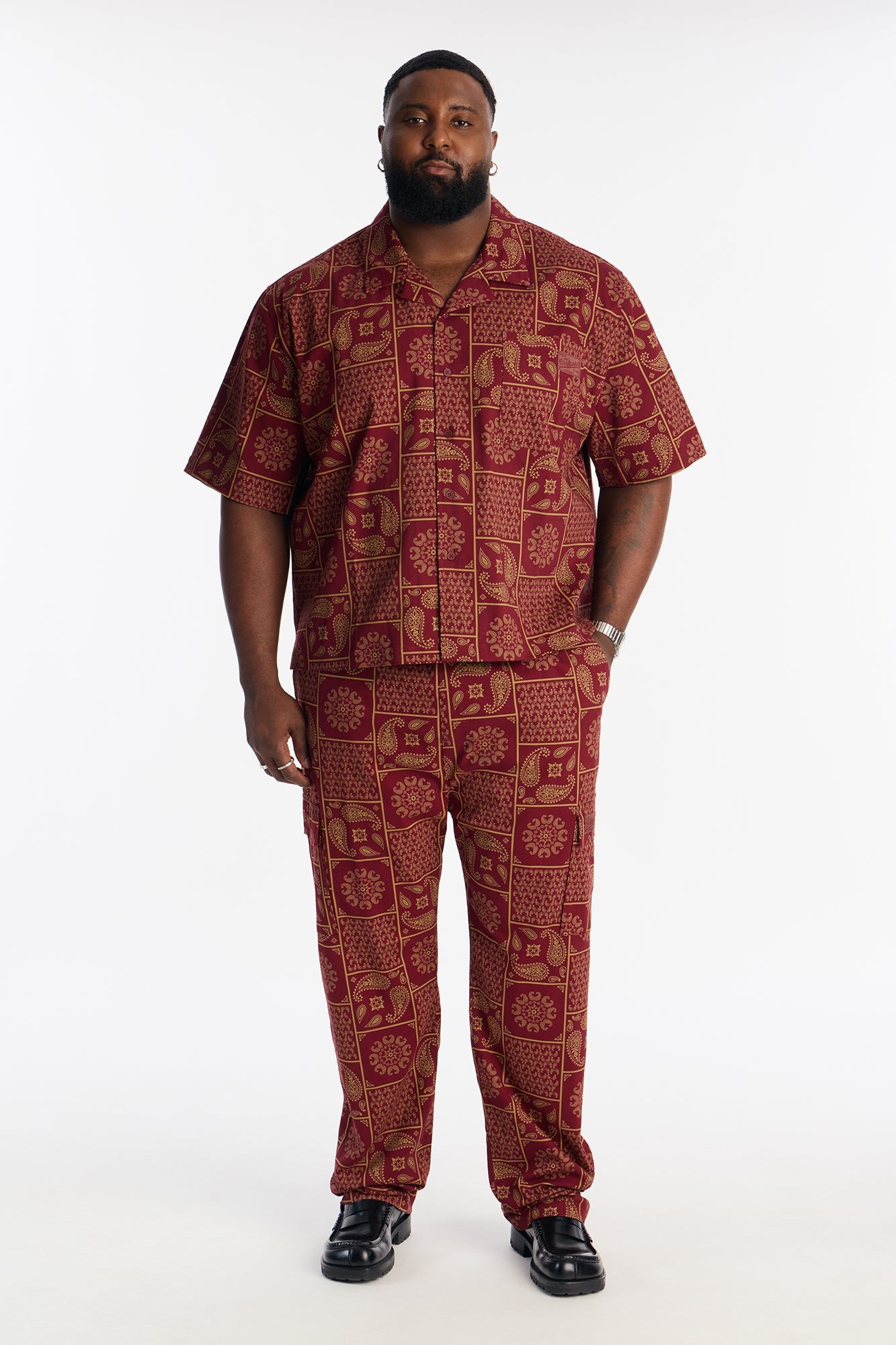 Slim Clinton Hill Mosaic Twill Cargo Pant - Burgundy Fashion Nova