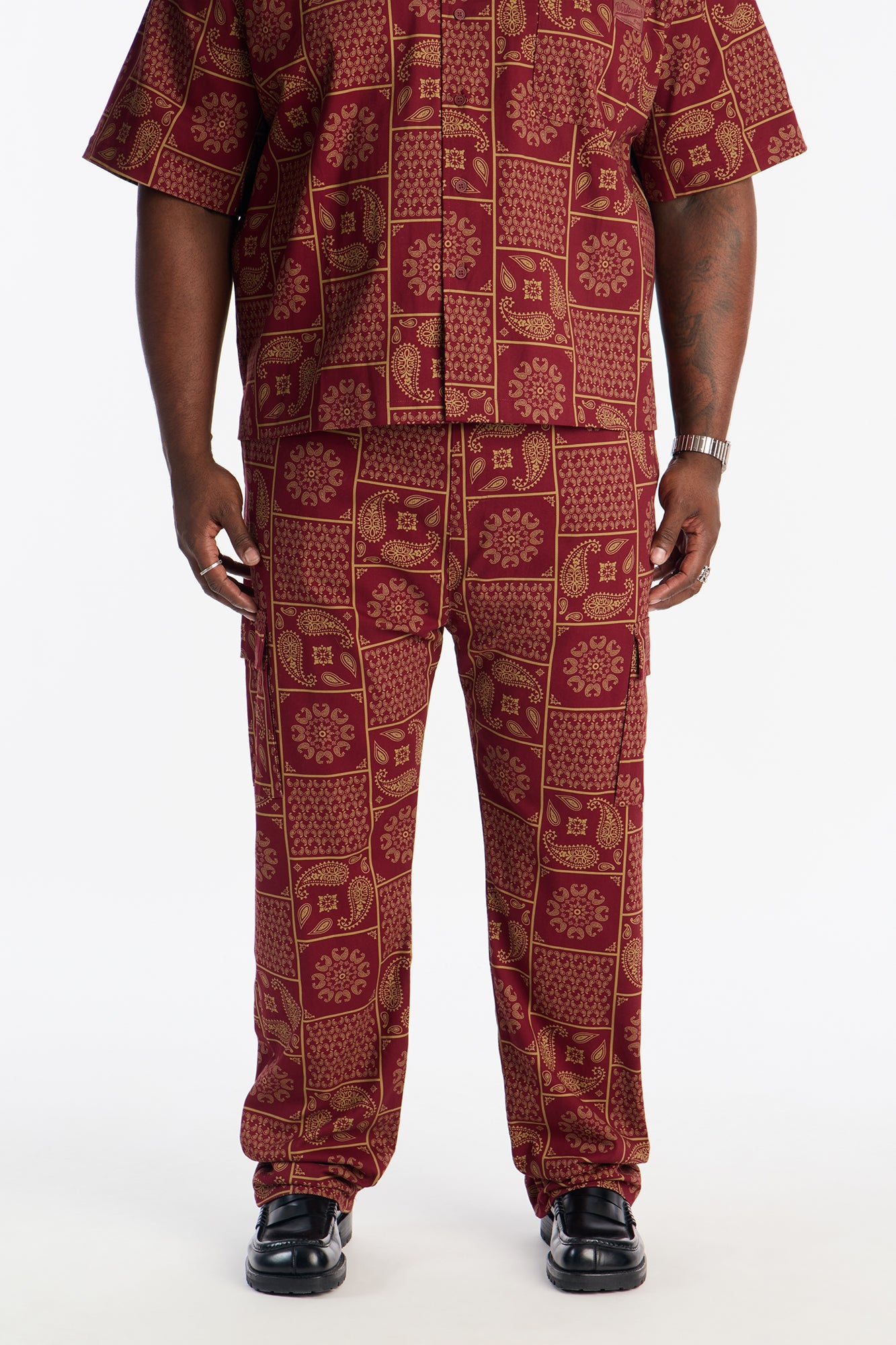 Slim Clinton Hill Mosaic Twill Cargo Pant - Burgundy Fashion Nova