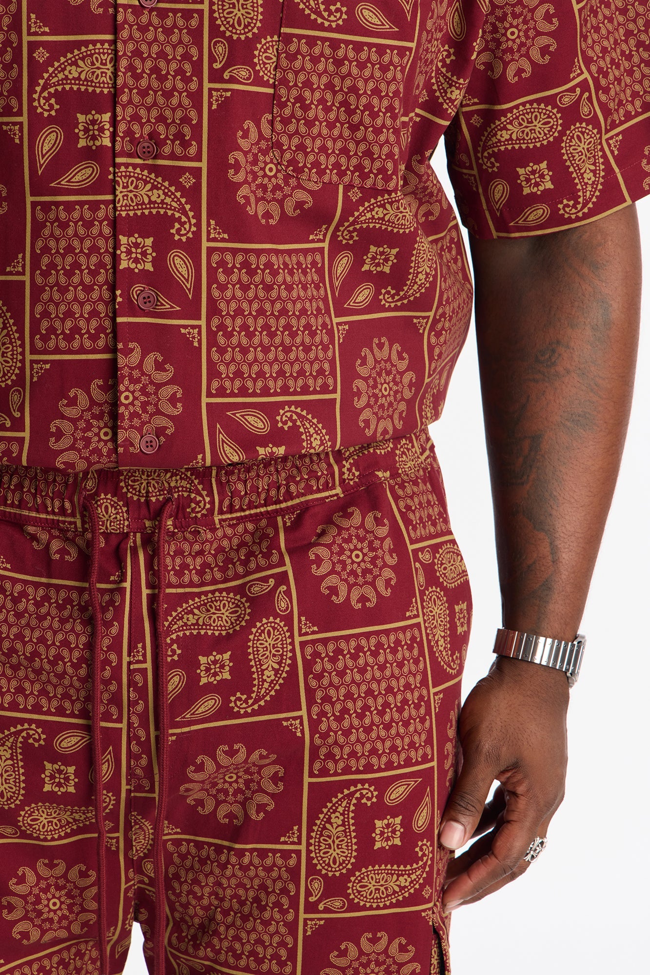 Slim Clinton Hill Mosaic Twill Cargo Pant - Burgundy Fashion Nova