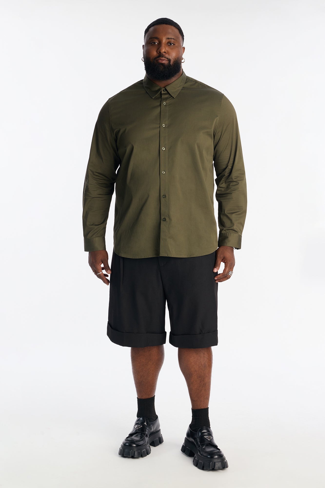 Luxe Stretch Dress Shirt - Olive Fashion Nova