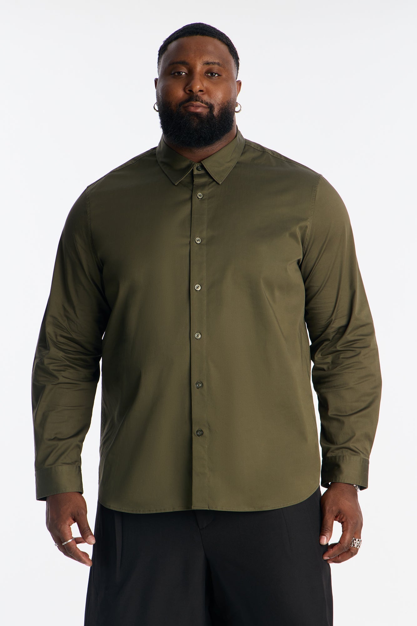 Luxe Stretch Dress Shirt - Olive Fashion Nova