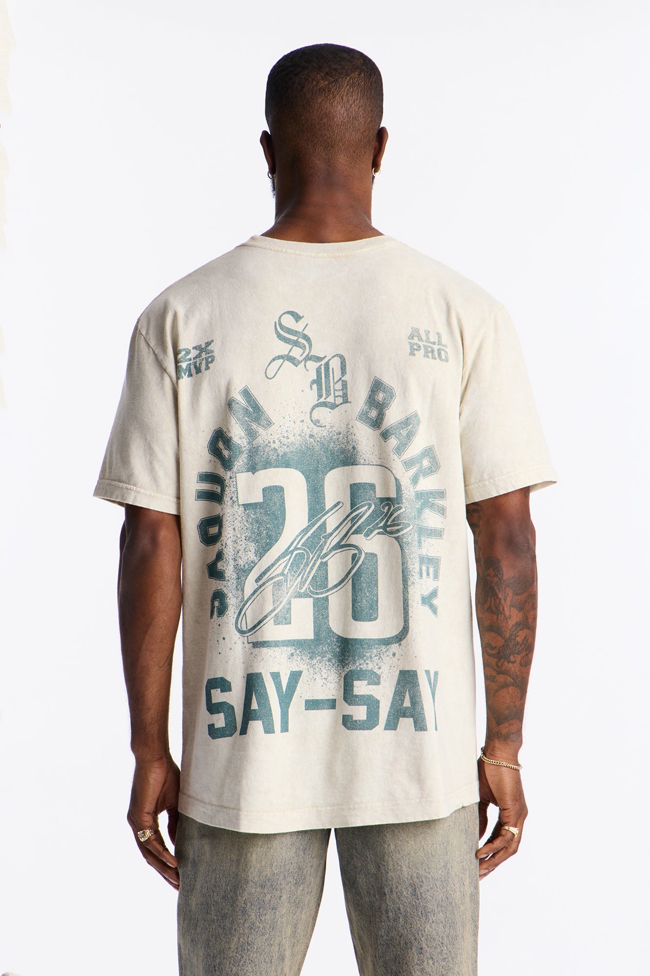 Saquan Barkley Bobble Head Short Sleeve Tee - Sand Fashion Nova
