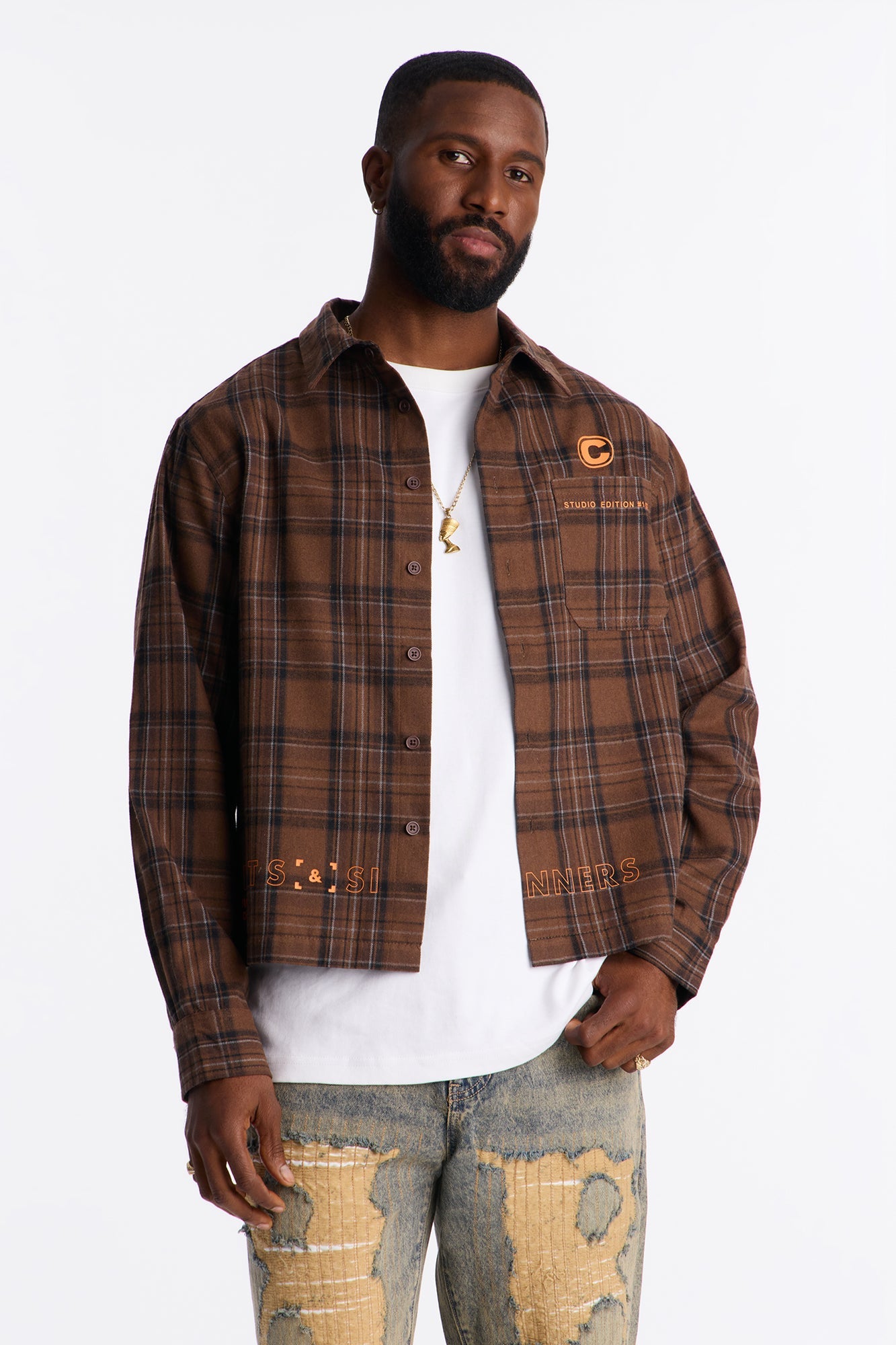 Cropped Culture Plaid Button Up Shirt - Brown Fashion Nova