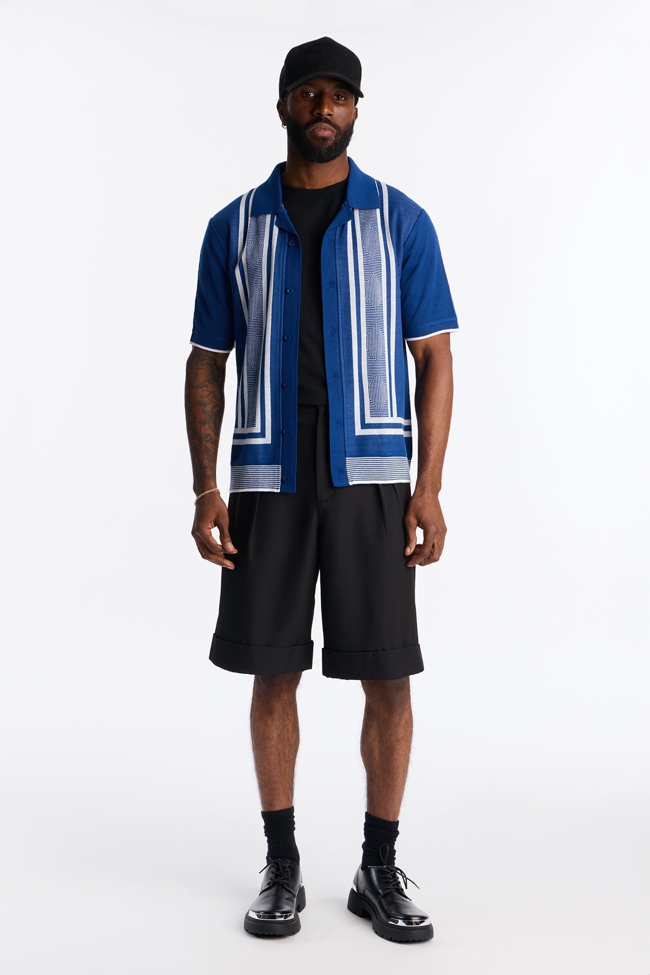 Casa Stripe Button Up - Blue/combo Fashion Nova