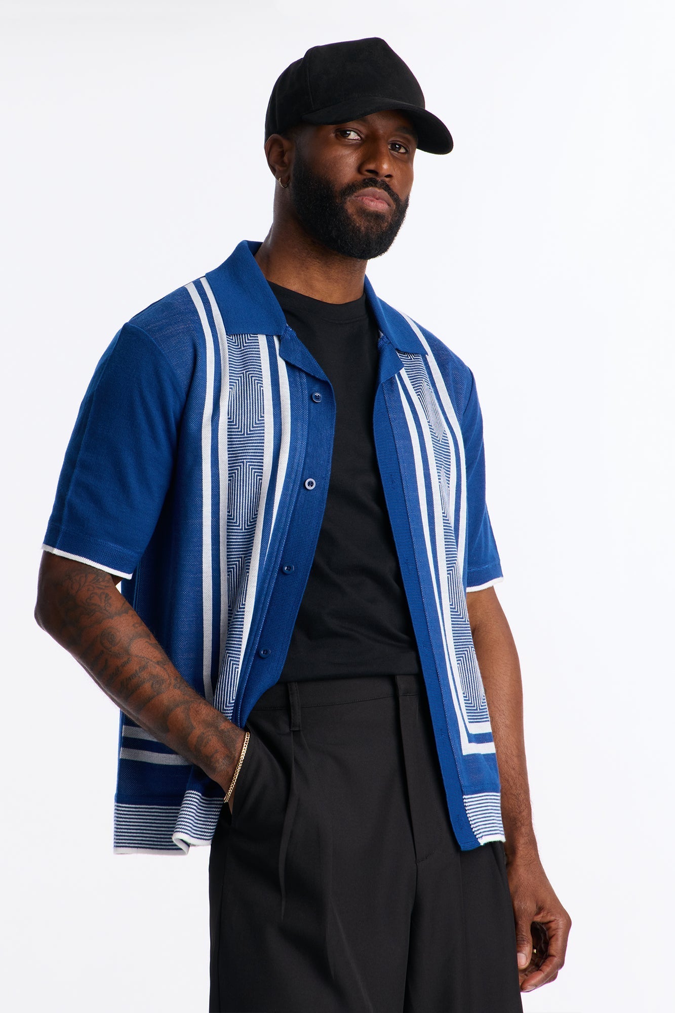 Casa Stripe Button Up - Blue/combo Fashion Nova