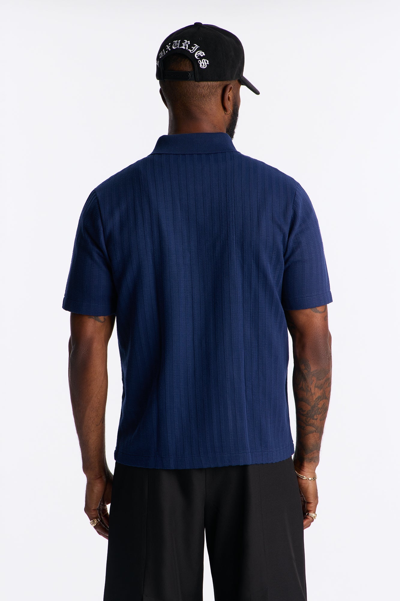 Shadow Button Striped Button Up - Navy Fashion Nova