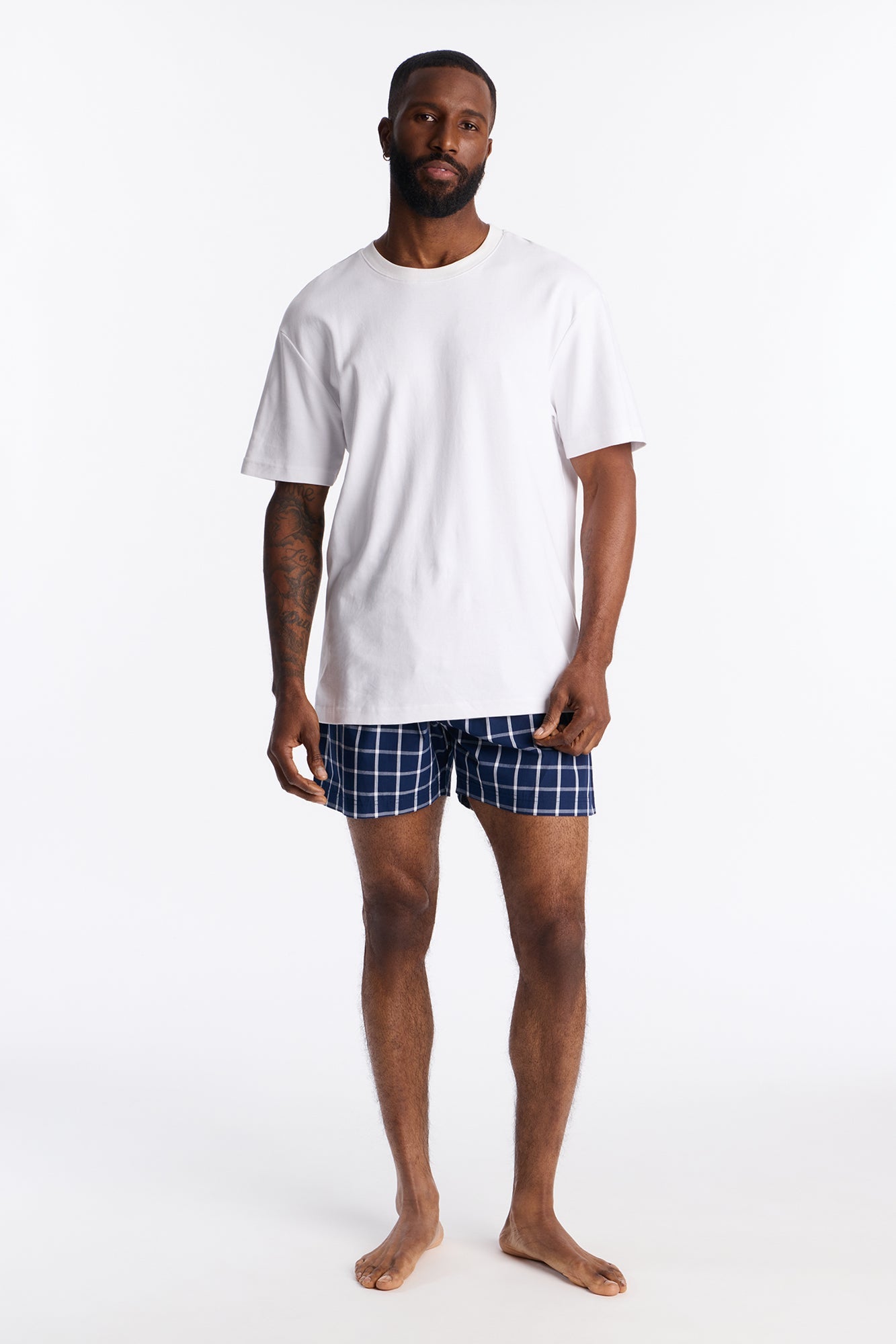 Subtle Plaid Cotton Boxer - Navy Fashion Nova