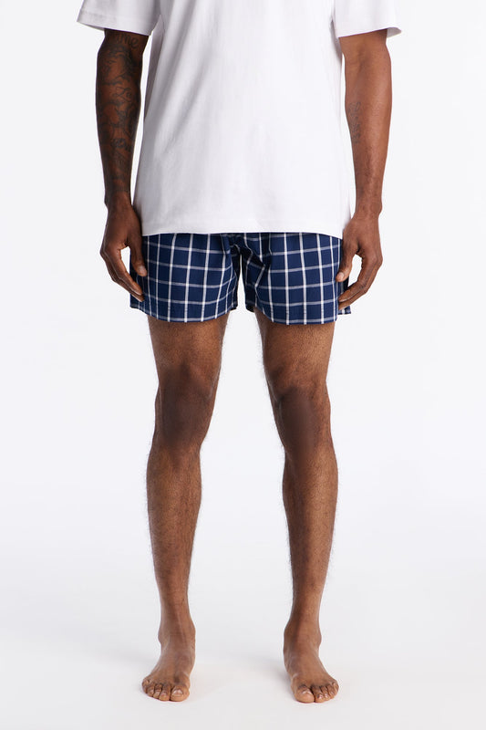 Subtle Plaid Cotton Boxer - Navy Fashion Nova