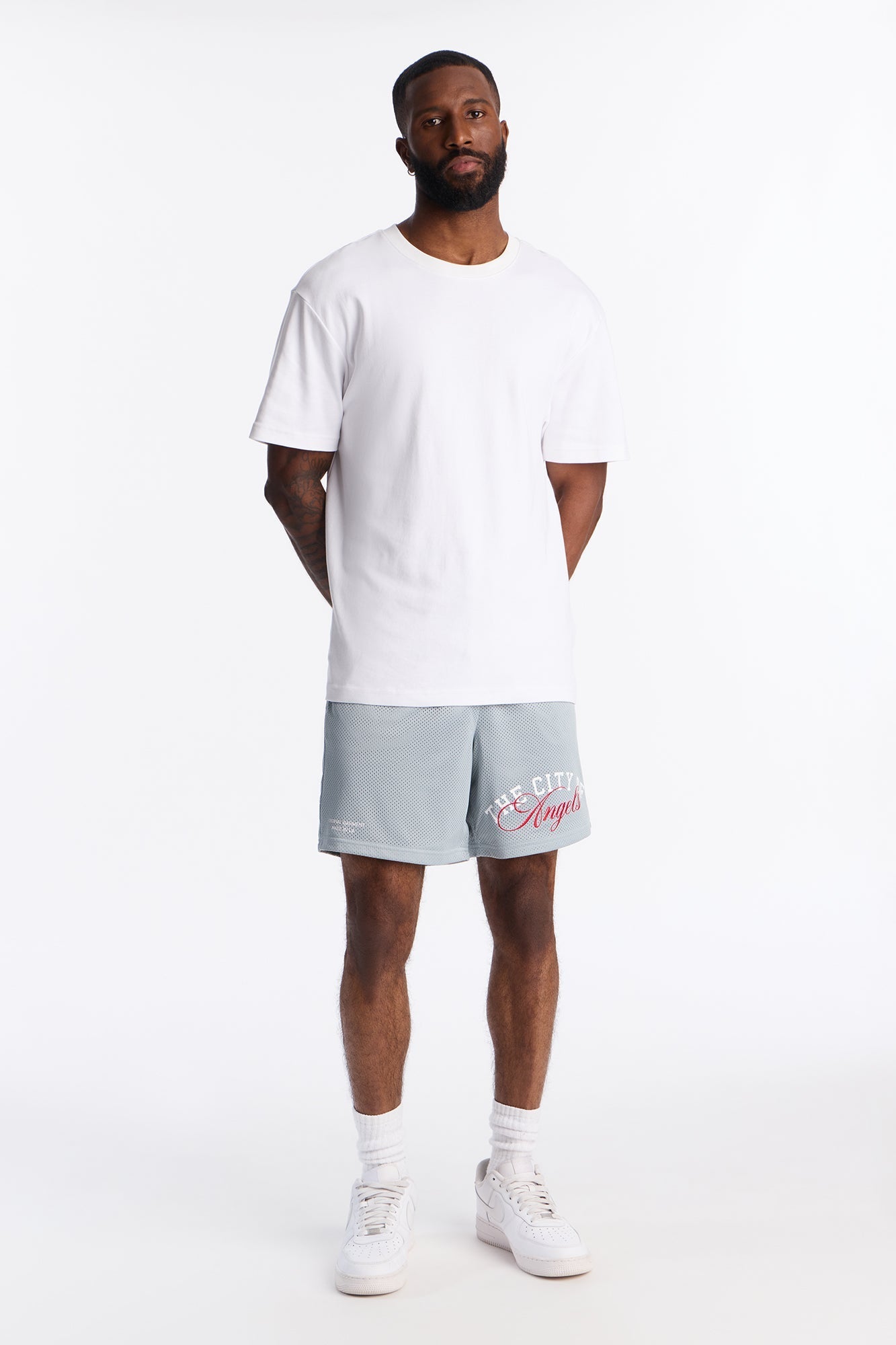 Angels Boulevard Mesh Short - Light Blue Fashion Nova