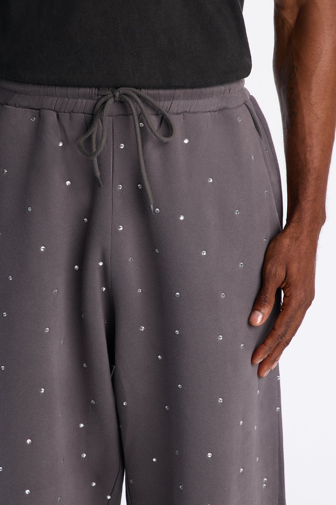 Rhinestone Flame Wide Leg Sweatpants - Charcoal Fashion Nova