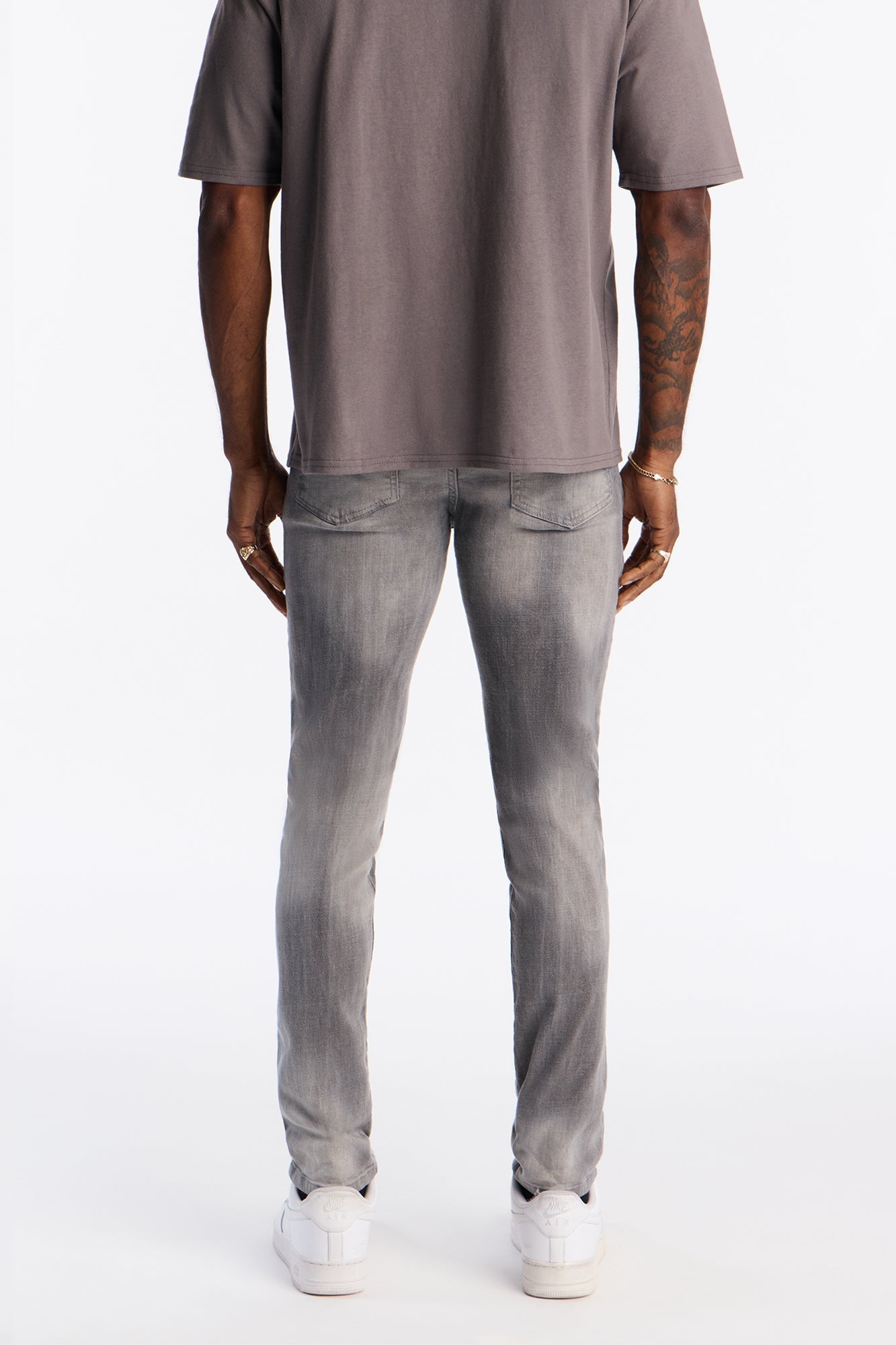 Skinny Distressed Cobain Jeans - Grey Fashion Nova