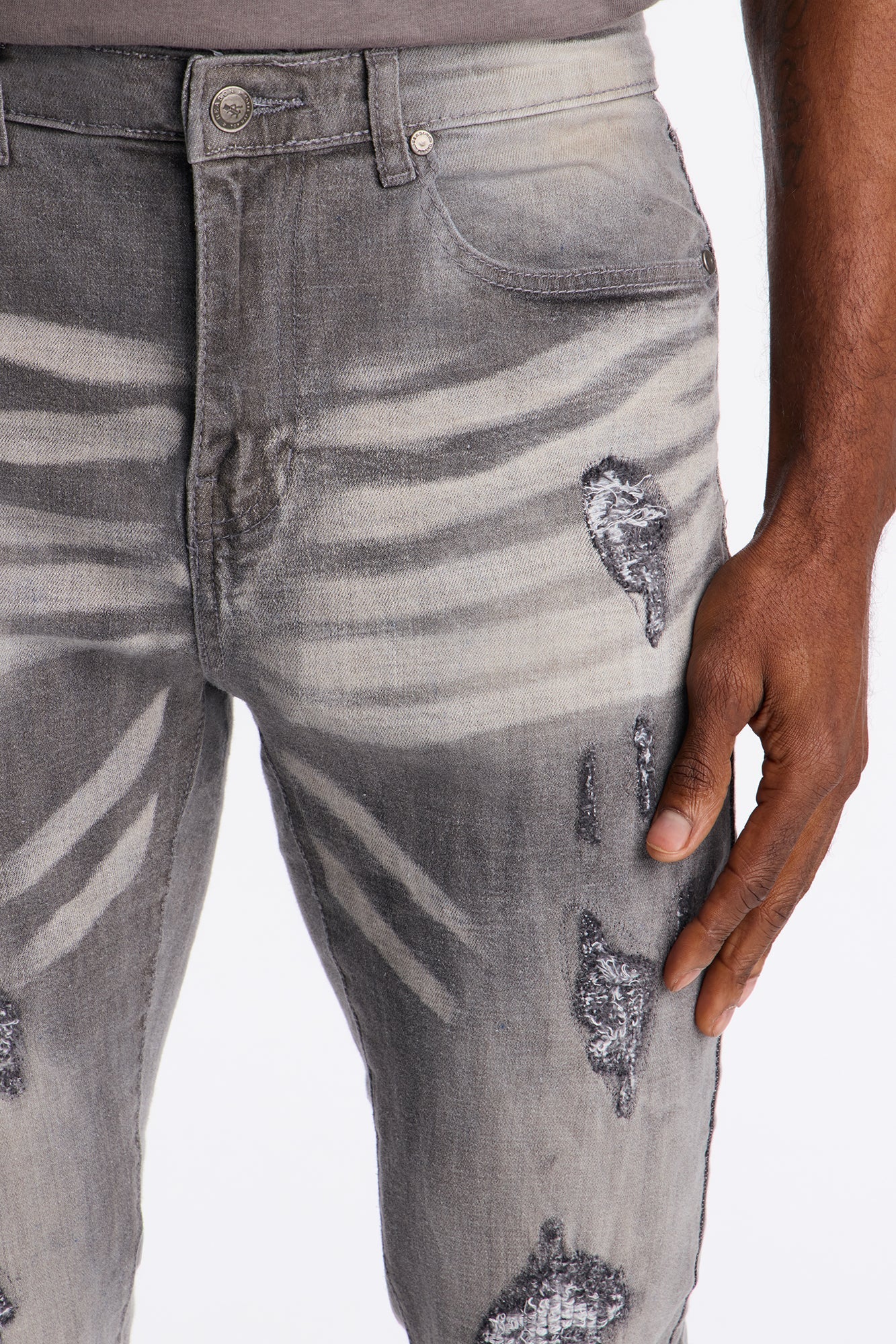 Skinny Distressed Cobain Jeans - Grey Fashion Nova