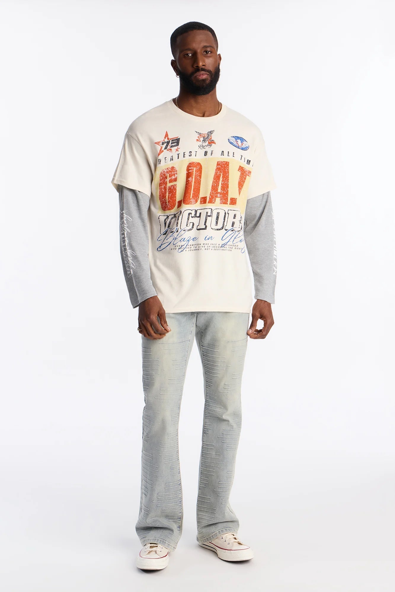 GOAT Thermal Twofer Tee - Natural/combo Fashion Nova