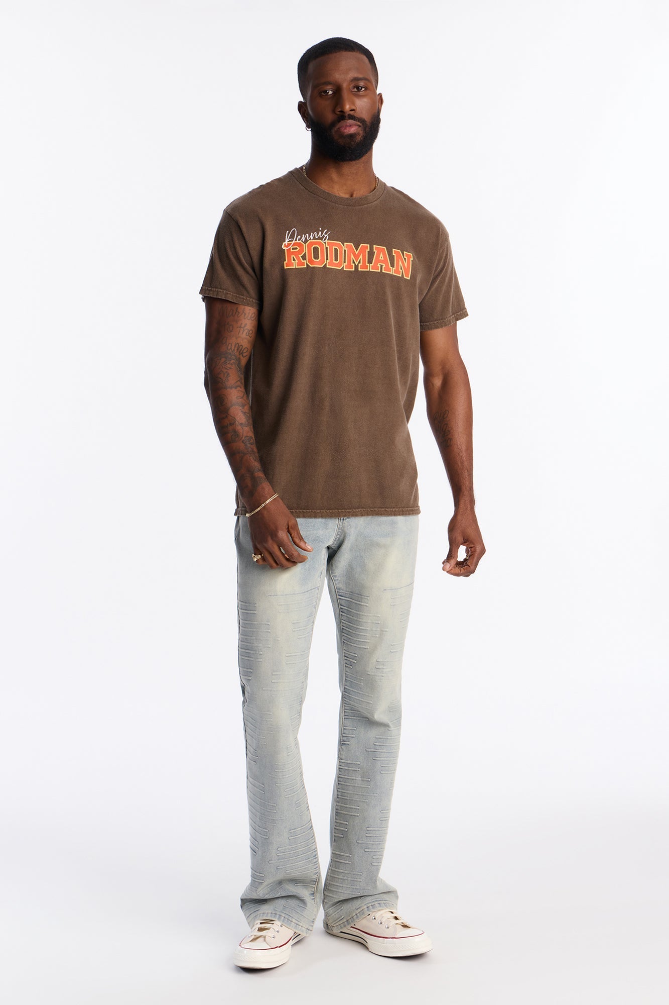 Dennis Rodman The Worm Vintage Washed Short Sleeve Tee - Chocolate Fashion Nova