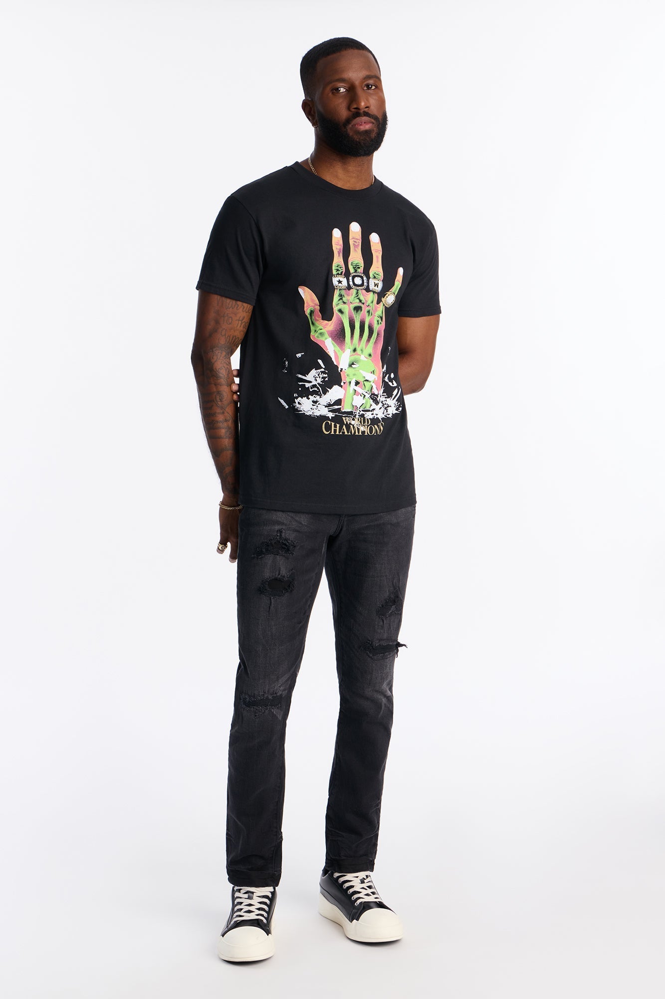 Forever World Champs Short Sleeve Tee - Black Wash Fashion Nova