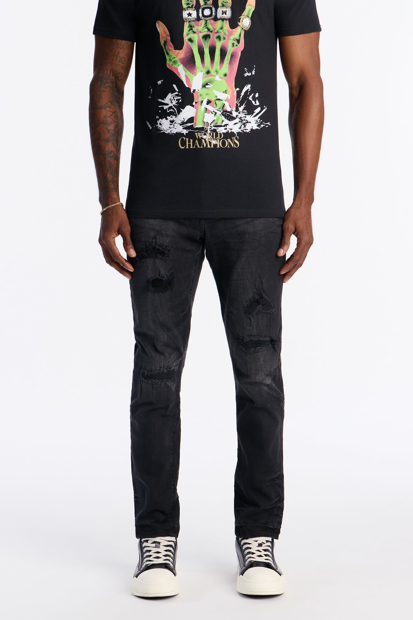 Skinny Distressed Garage Jeans - Black Wash Fashion Nova