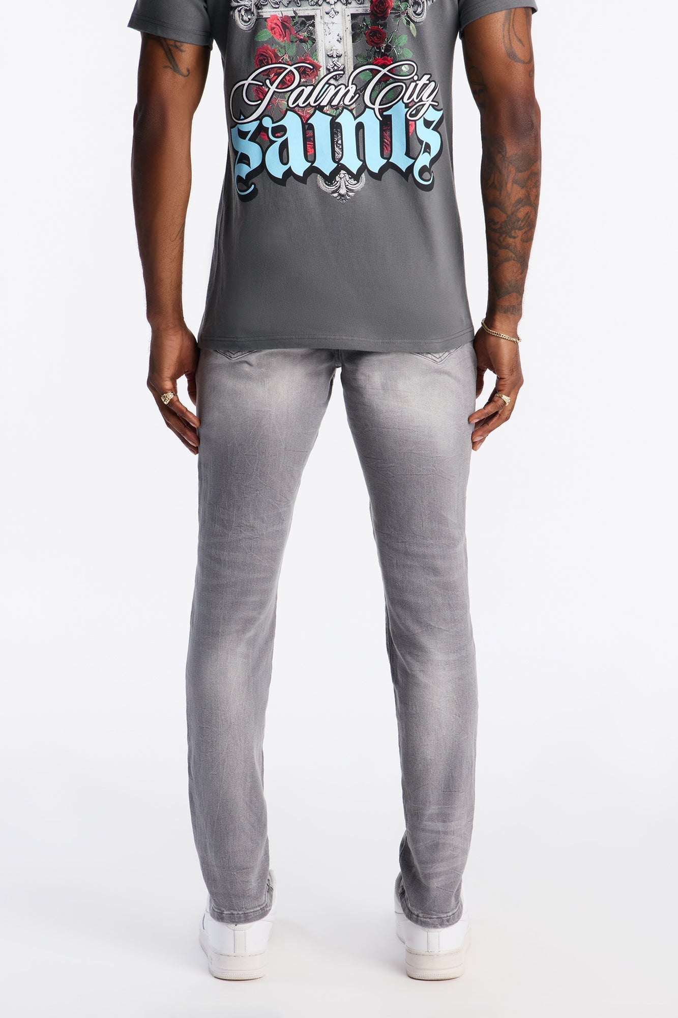Skinny Distressed Worth It Jeans - Grey Fashion Nova