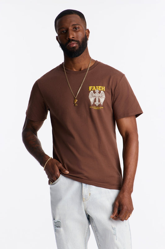 Daily Faith Short Sleeve Tee - Brown Fashion Nova