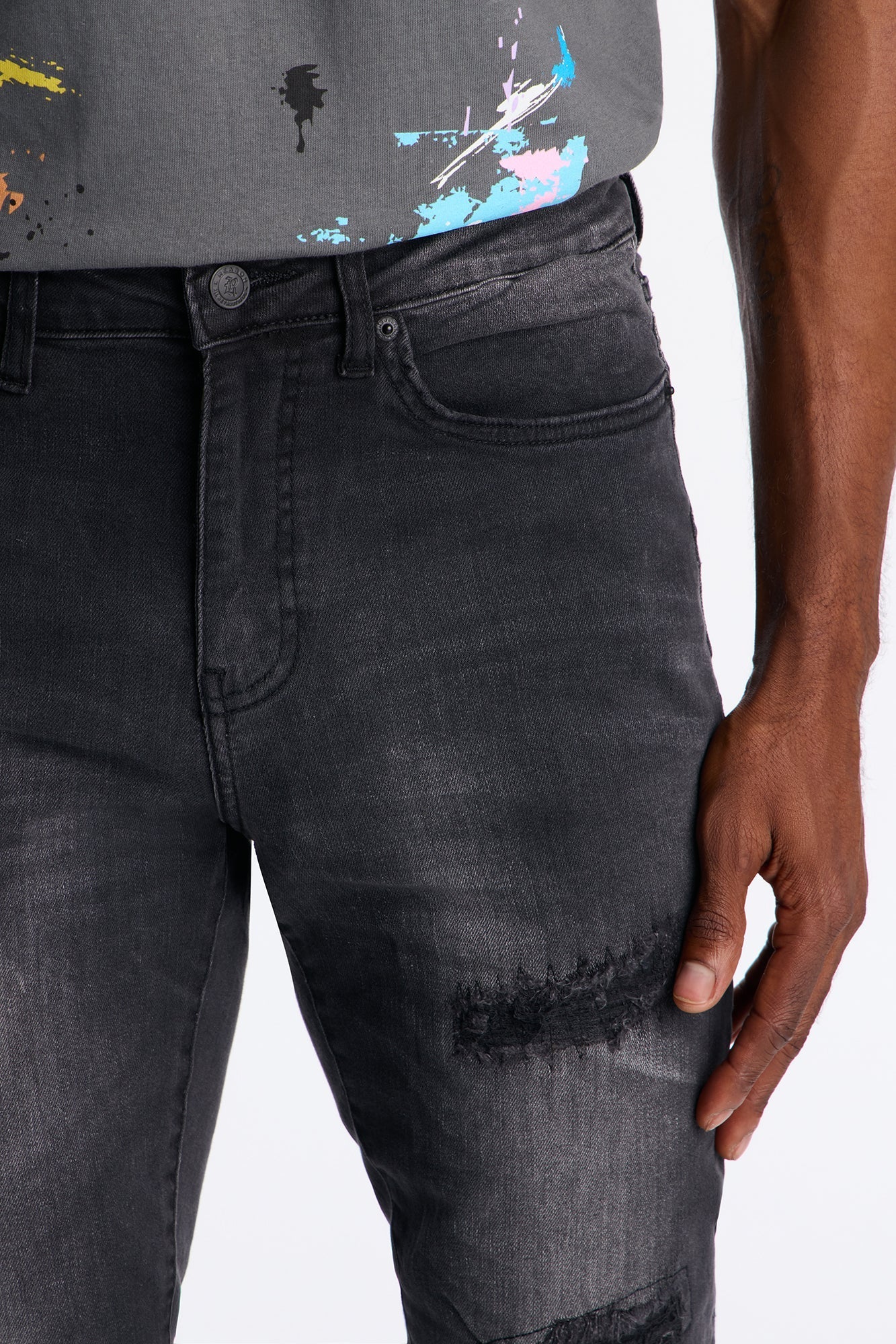 Your Everyday Skinny Distressed Jeans - Black Wash Fashion Nova