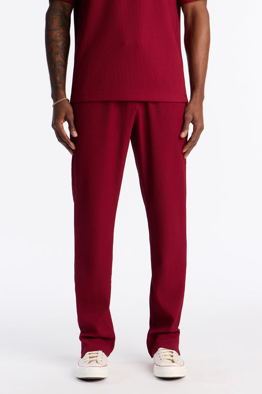 Show Up Slim Slit Pants - Burgundy Fashion Nova