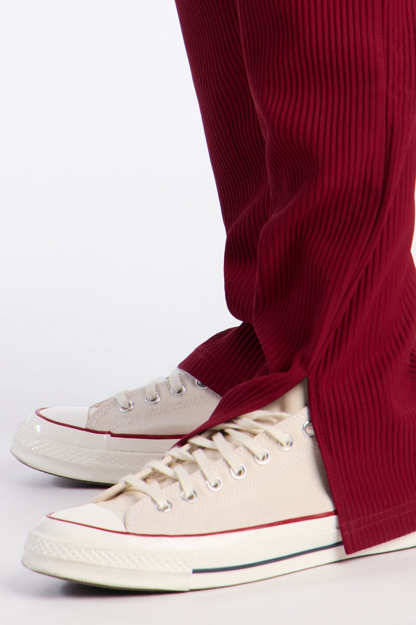 Show Up Slim Slit Pants - Burgundy Fashion Nova
