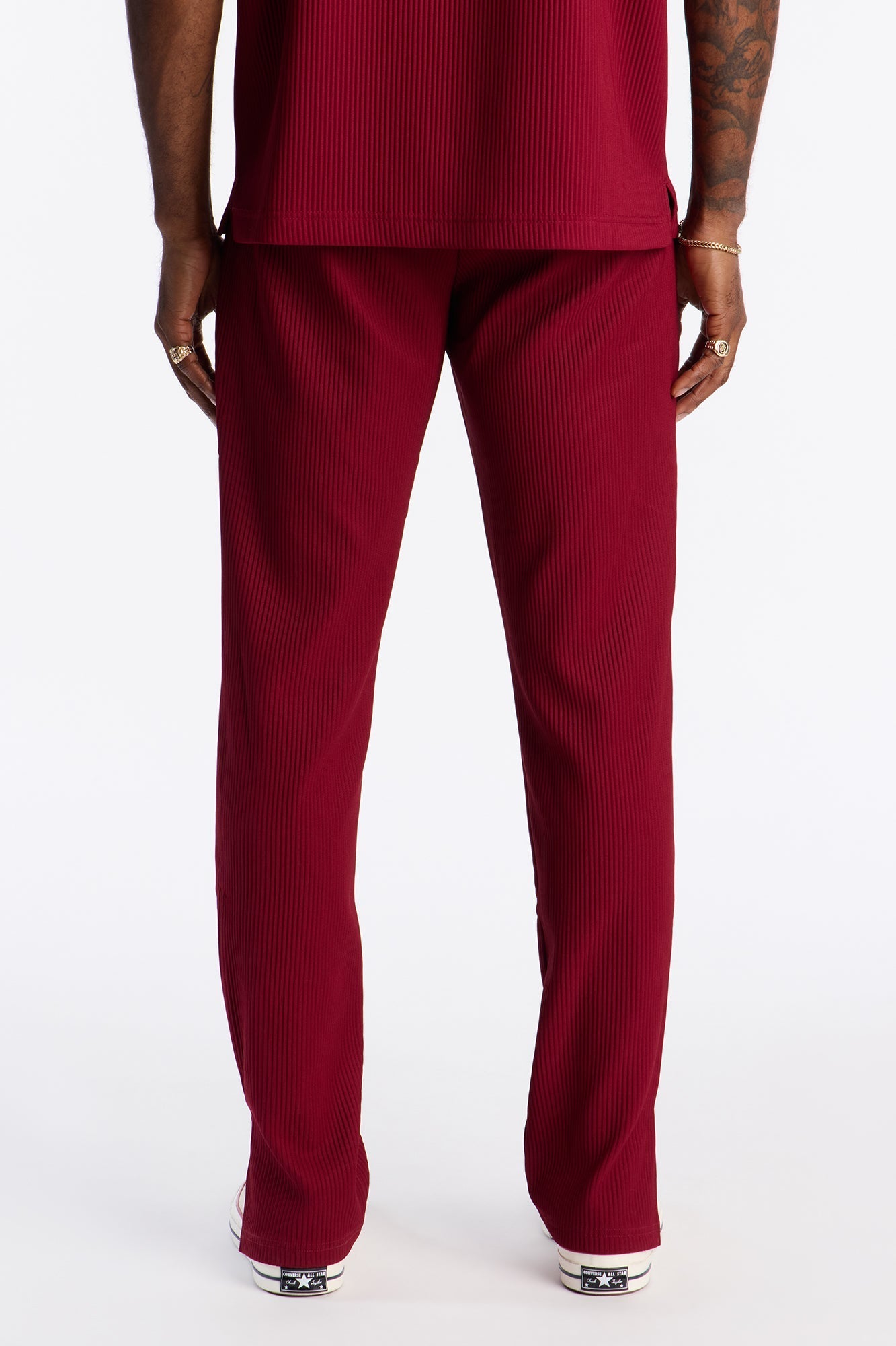 Show Up Slim Slit Pants - Burgundy Fashion Nova