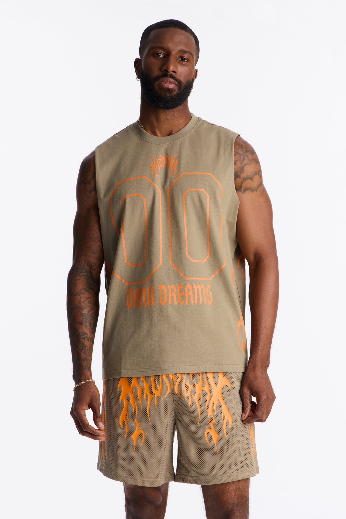 Midnight Anthem Graphic Muscle Tee - Olive/combo Fashion Nova