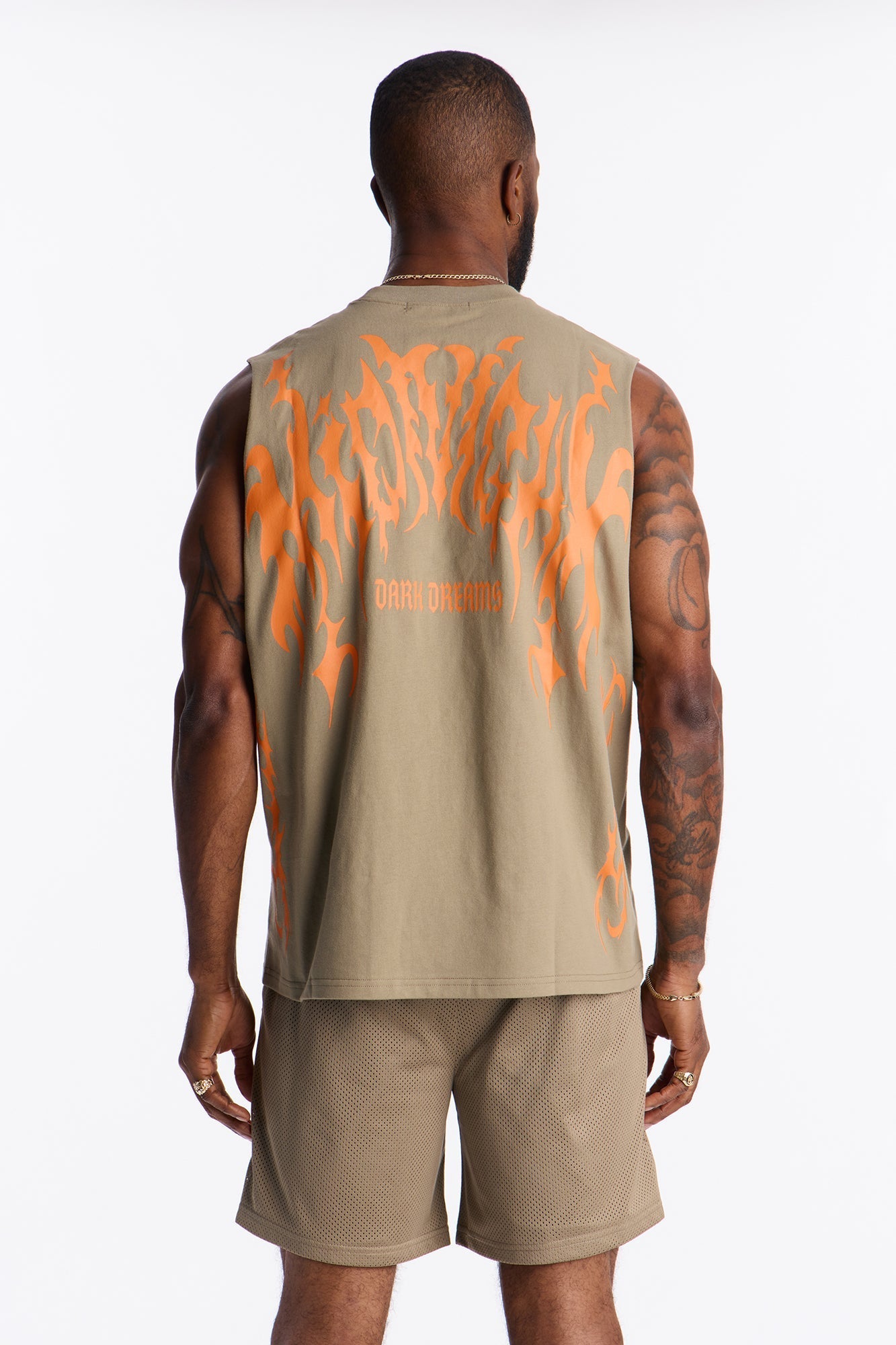 Midnight Anthem Graphic Muscle Tee - Olive/combo Fashion Nova