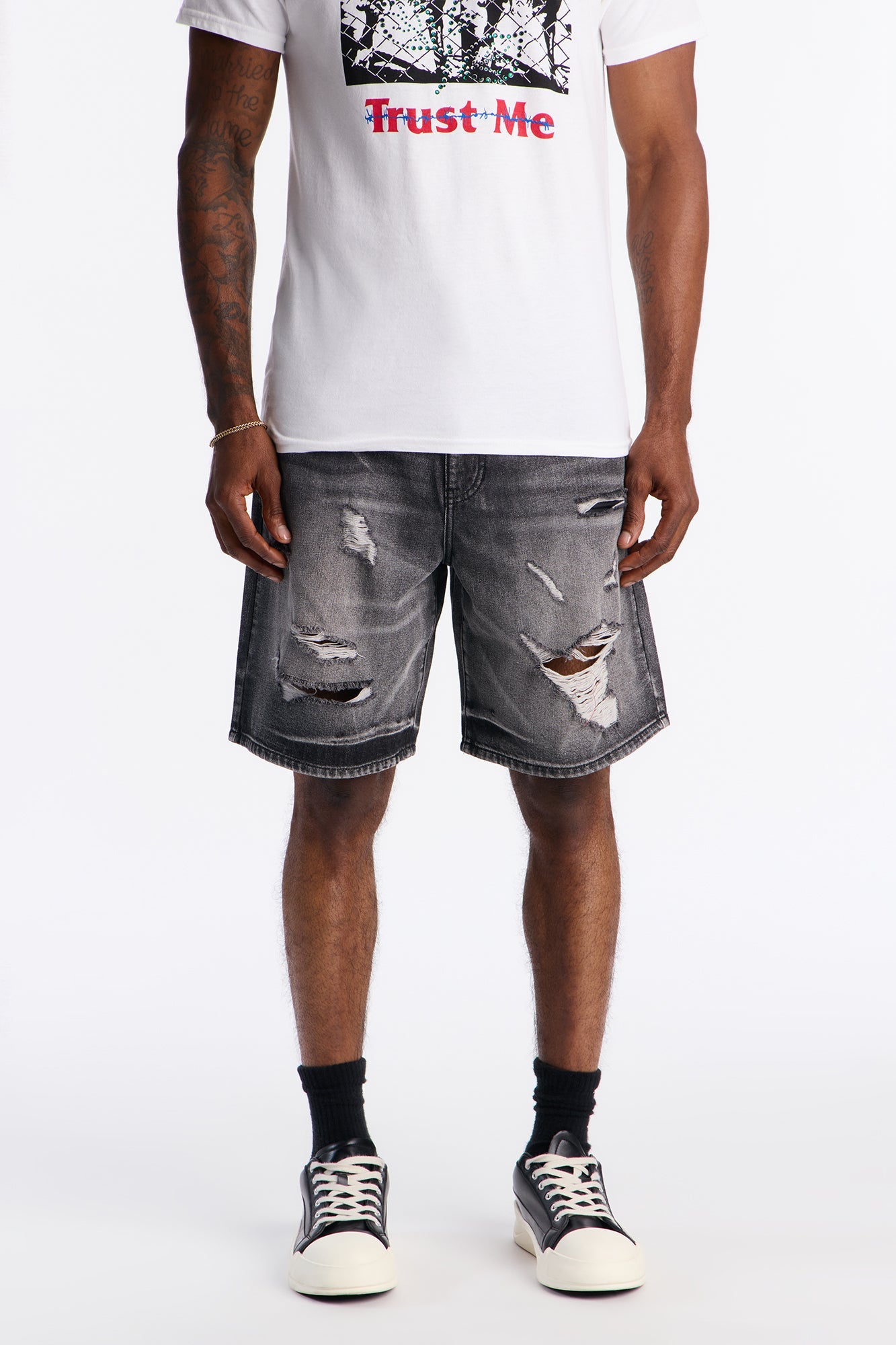 Relaxed Wish You Could Distressed Denim Shorts - Black Wash Fashion Nova