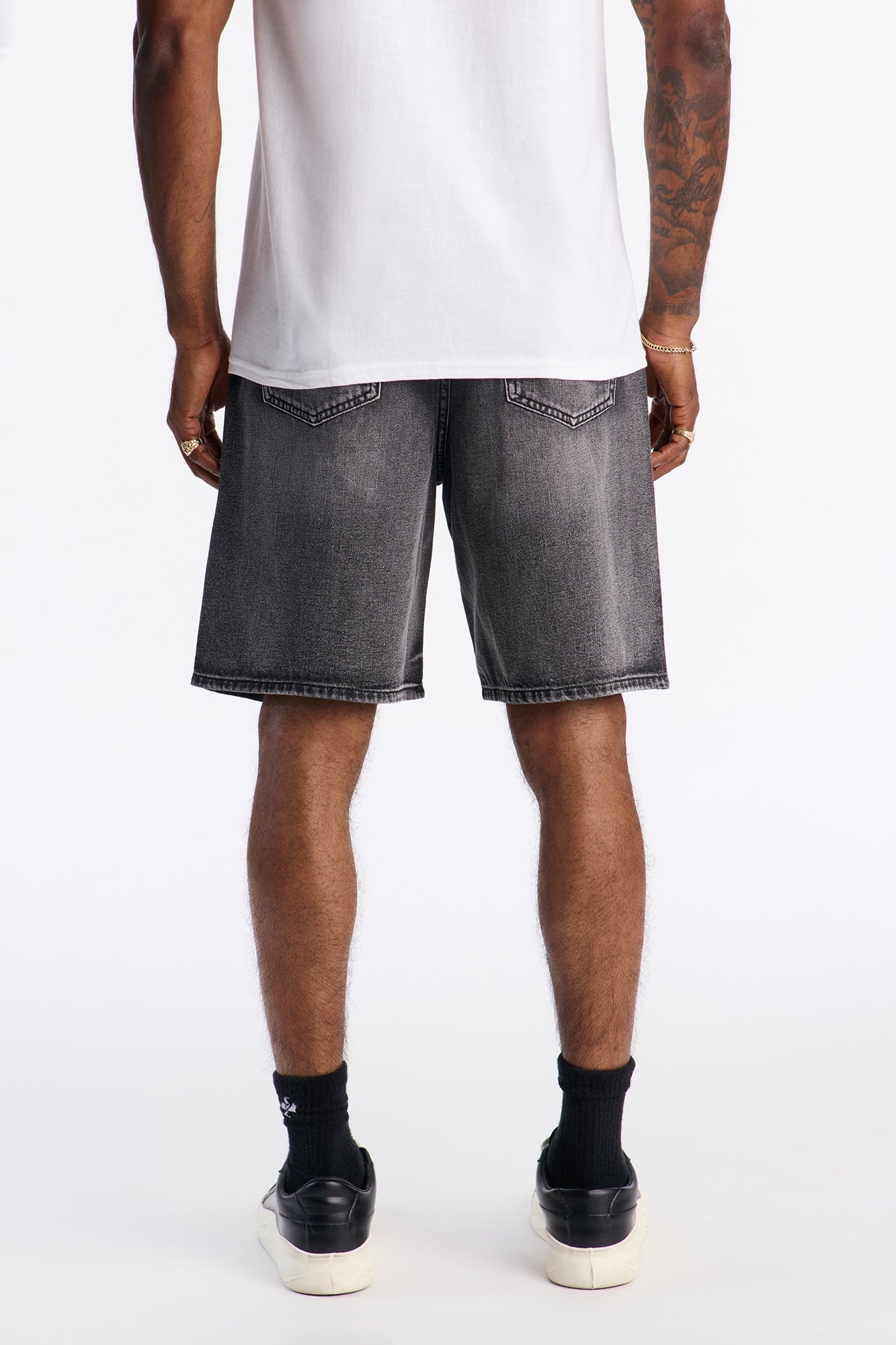 Relaxed Wish You Could Distressed Denim Shorts - Black Wash Fashion Nova