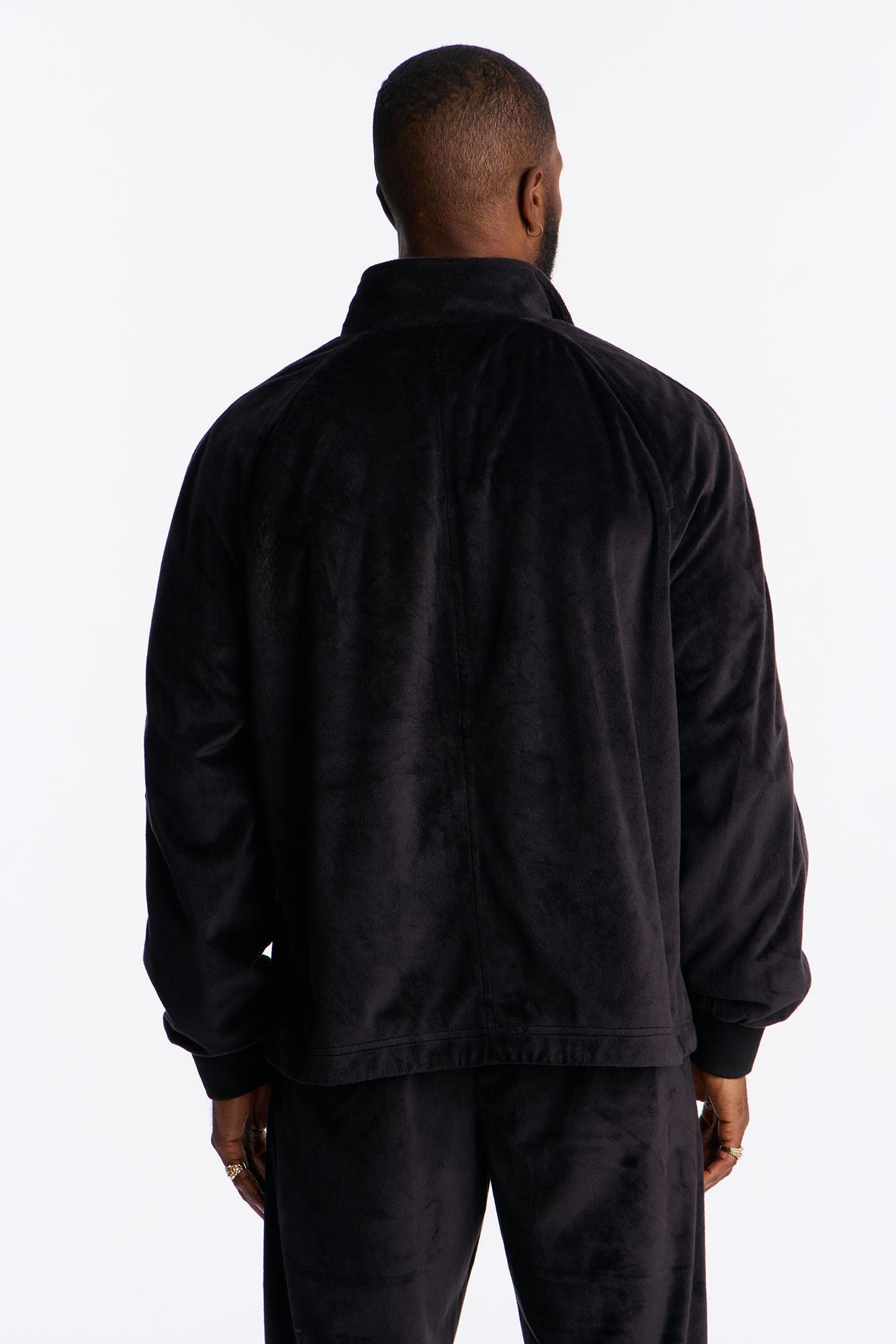 Velour Set It Up Track Jacket - Black Fashion Nova
