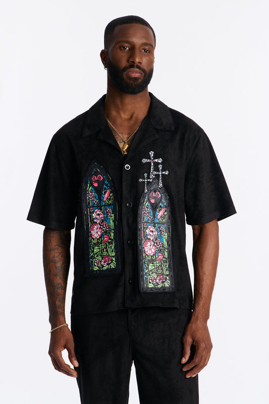 Stained Truth Cuban Button Up Shirt - Black Fashion Nova