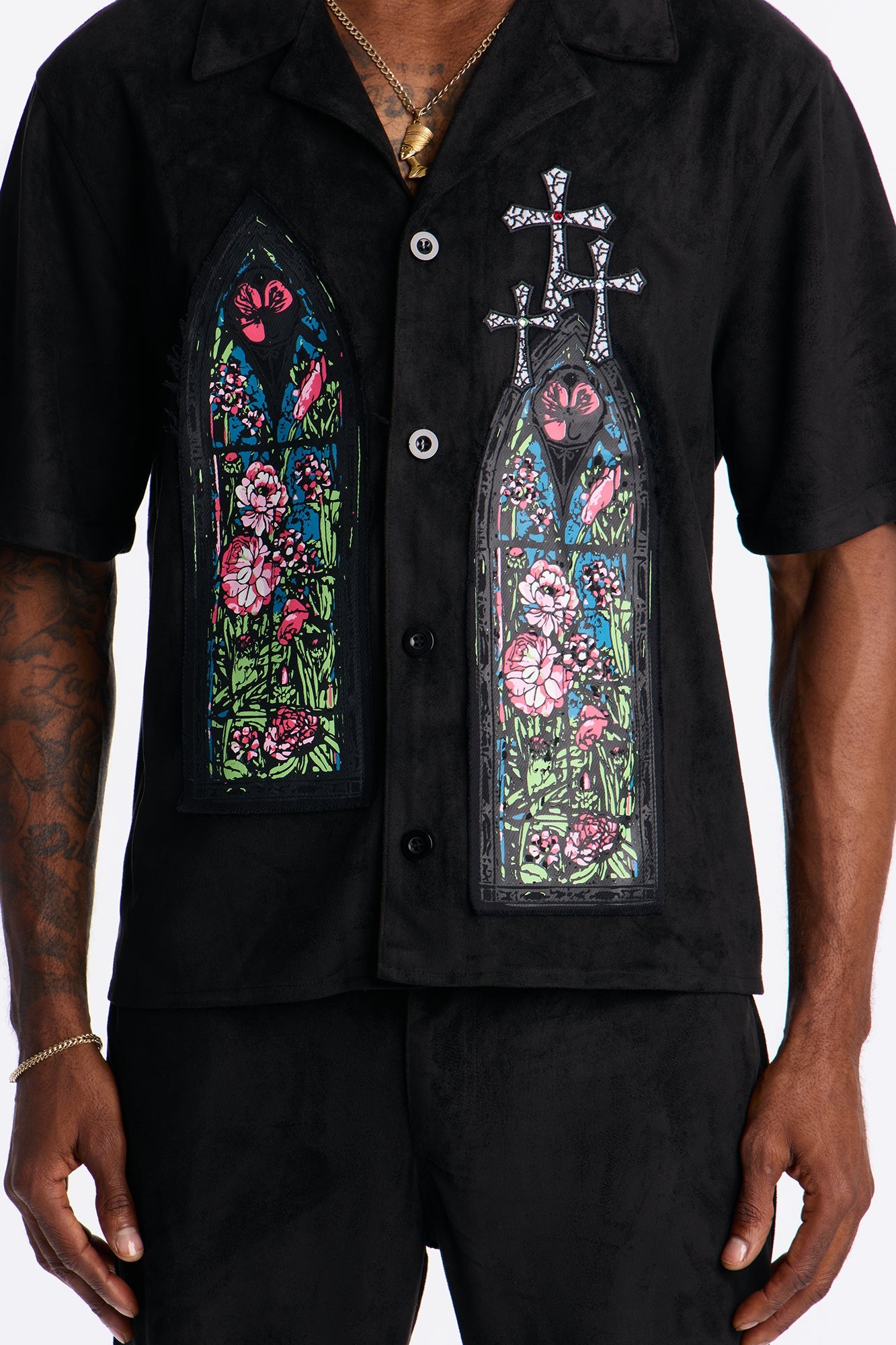 Stained Truth Cuban Button Up Shirt - Black Fashion Nova