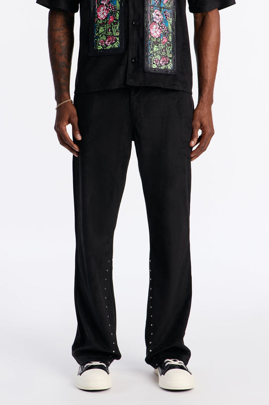 Slim Stained Truth Suede Pant - Black Fashion Nova