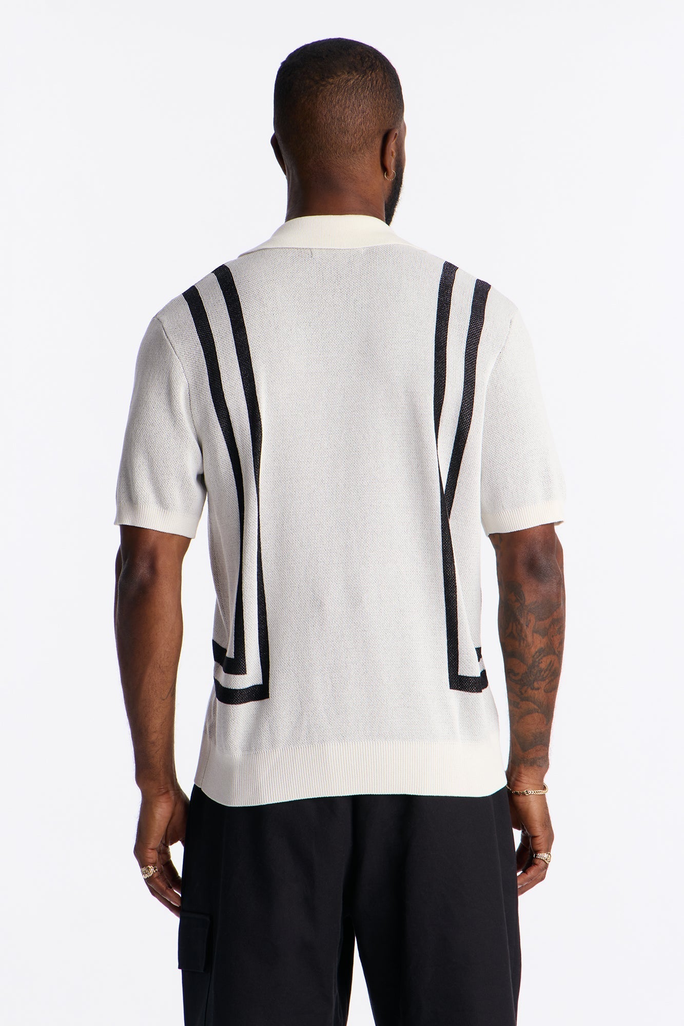 Seeing Lines Knit Johnny Collar Shirt - White Fashion Nova