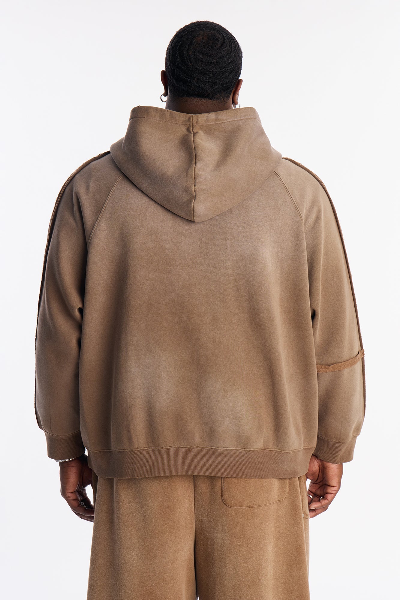 Extra Raw Faded Distressed Zip Up Hoodie - Brown Fashion Nova