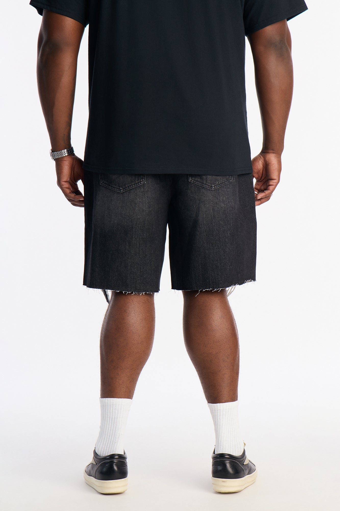 Relaxed Raw Hem Distressed Denim Shorts - Black Wash Fashion Nova