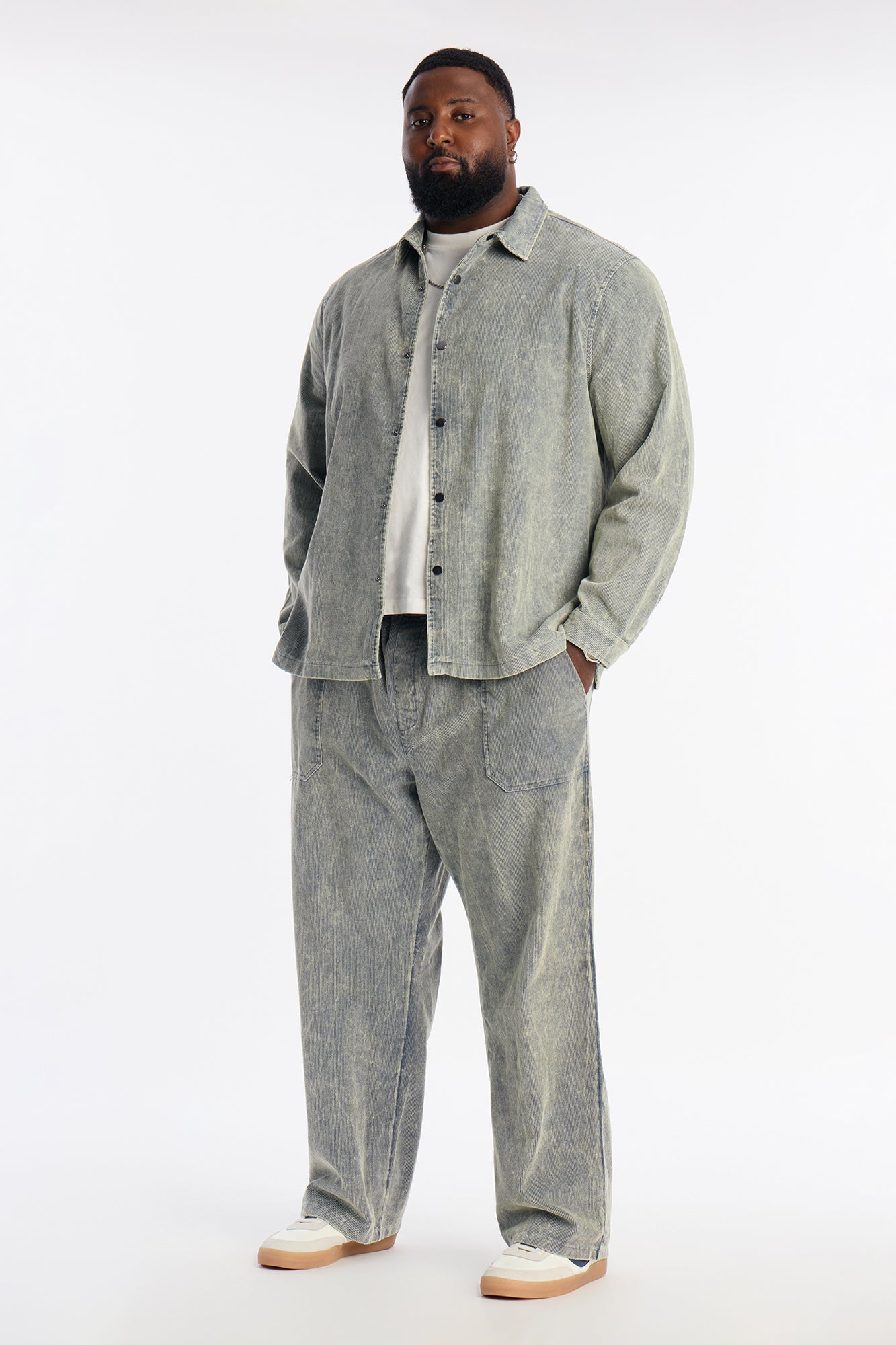 Chi Town Corduroy Button Up Shirt - Blue Wash Fashion Nova