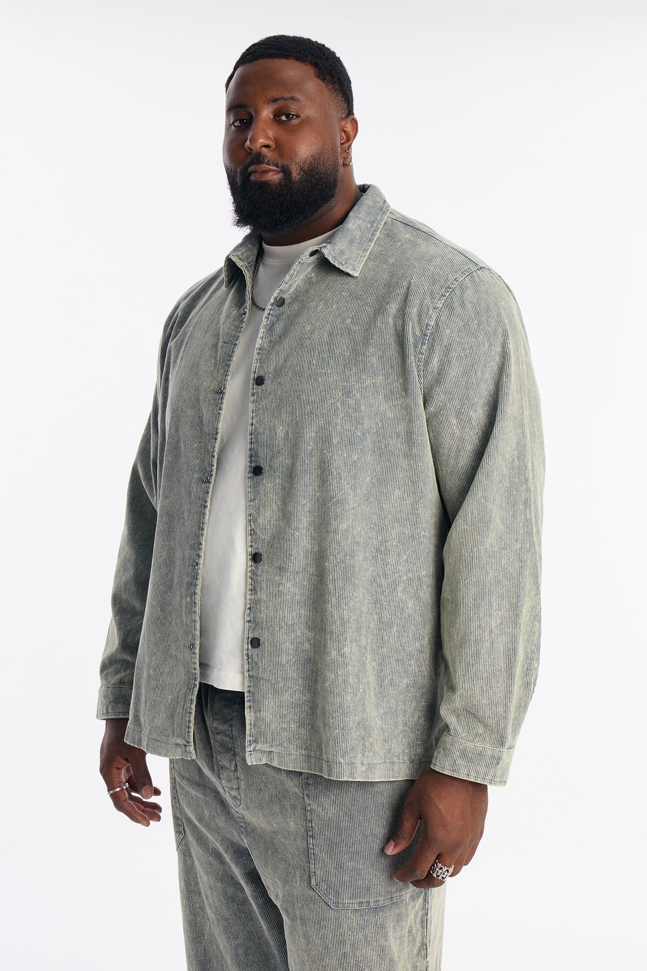 Chi Town Corduroy Button Up Shirt - Blue Wash Fashion Nova