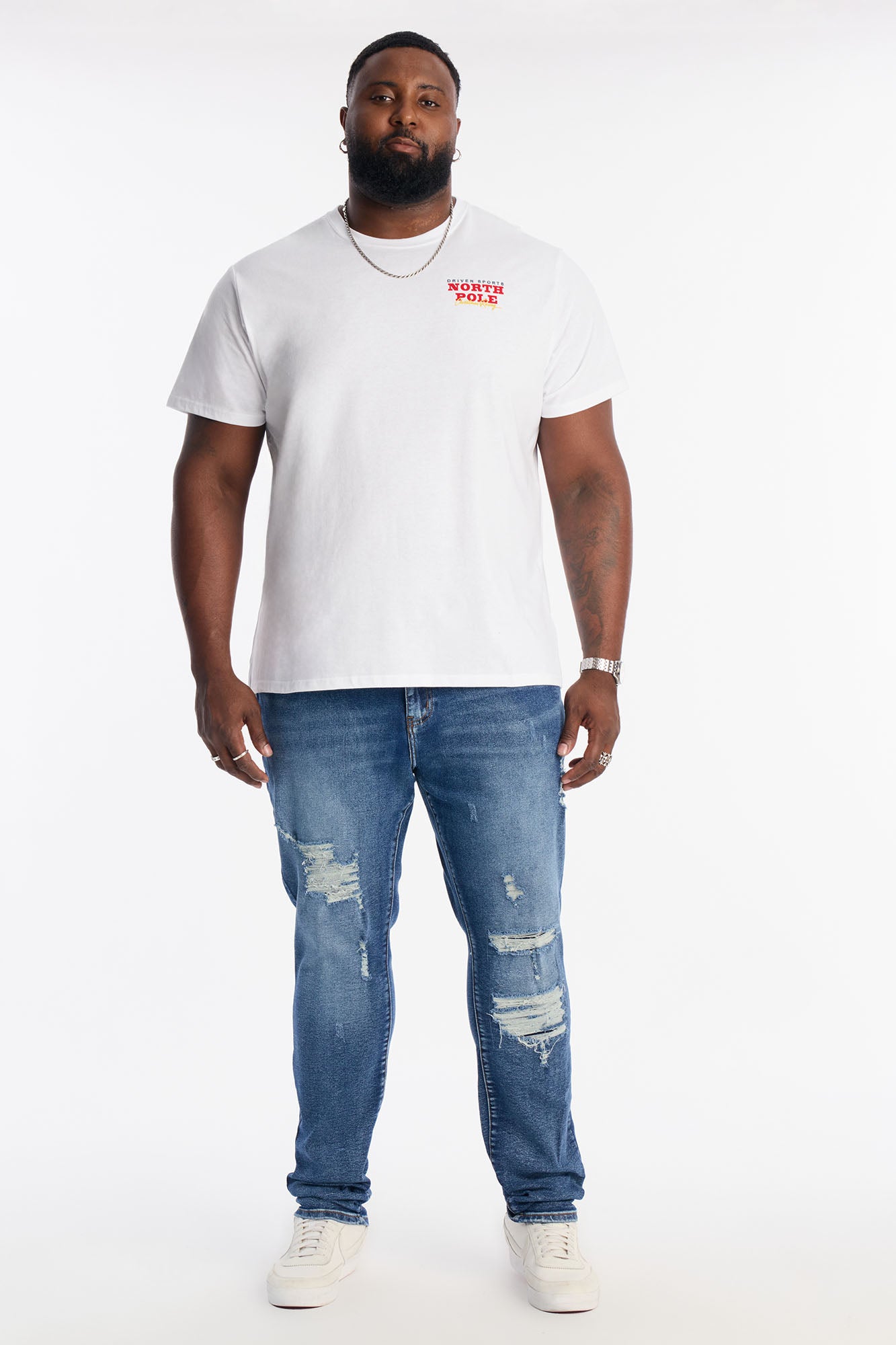 Stacked Skinny Classic Distress Jeans - Dark Wash Fashion Nova