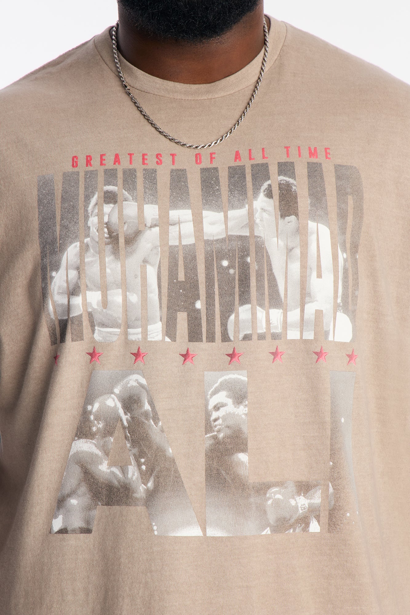 Oversized Muhammad Ali GOAT Short Sleeve Tee - Taupe Fashion Nova