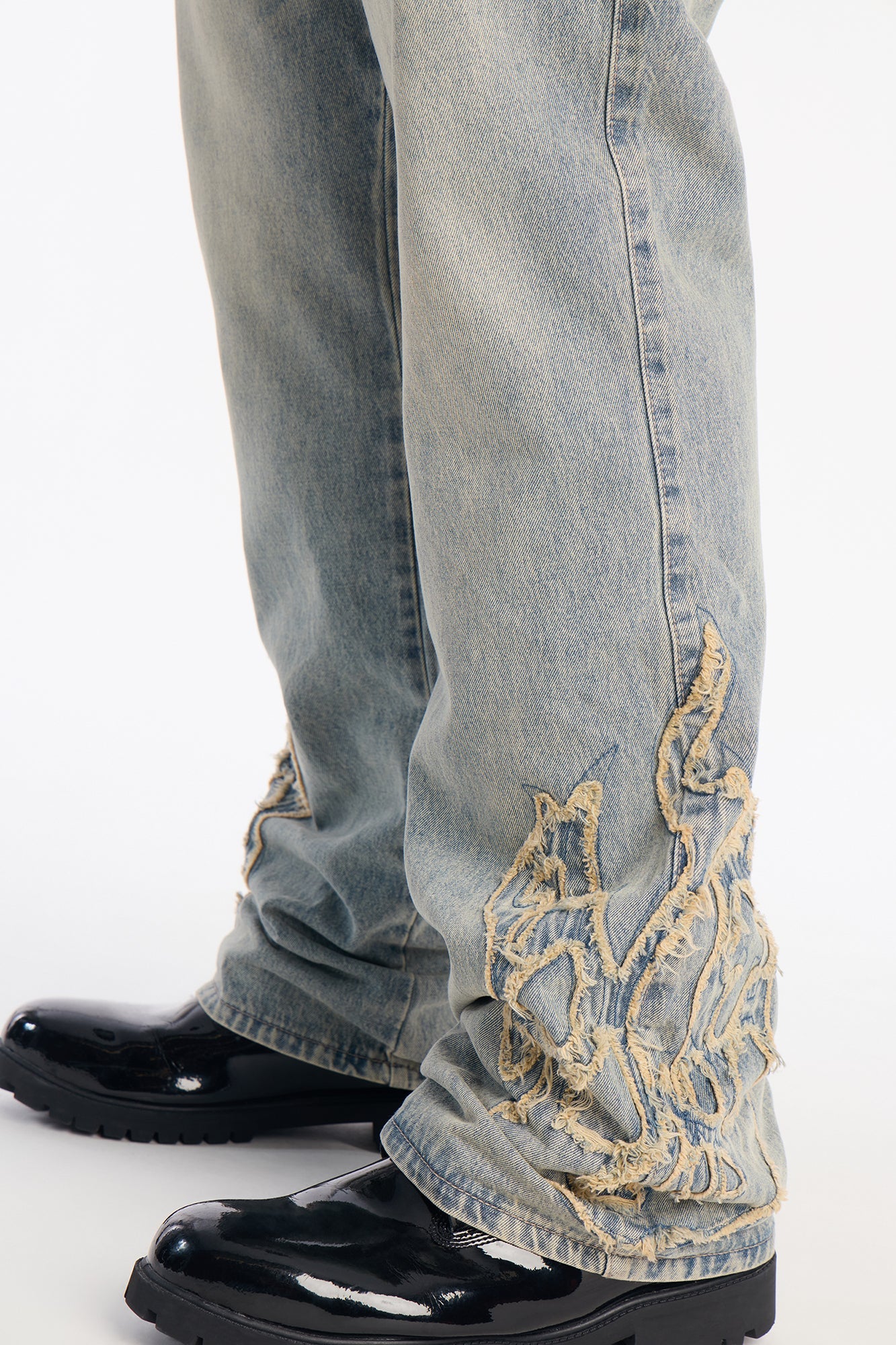Stacked Slim Flare Heat Fray Jean - Light Wash Fashion Nova