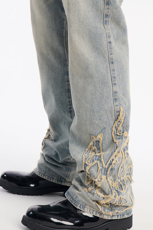 Stacked Slim Flare Heat Fray Jean - Light Wash Fashion Nova