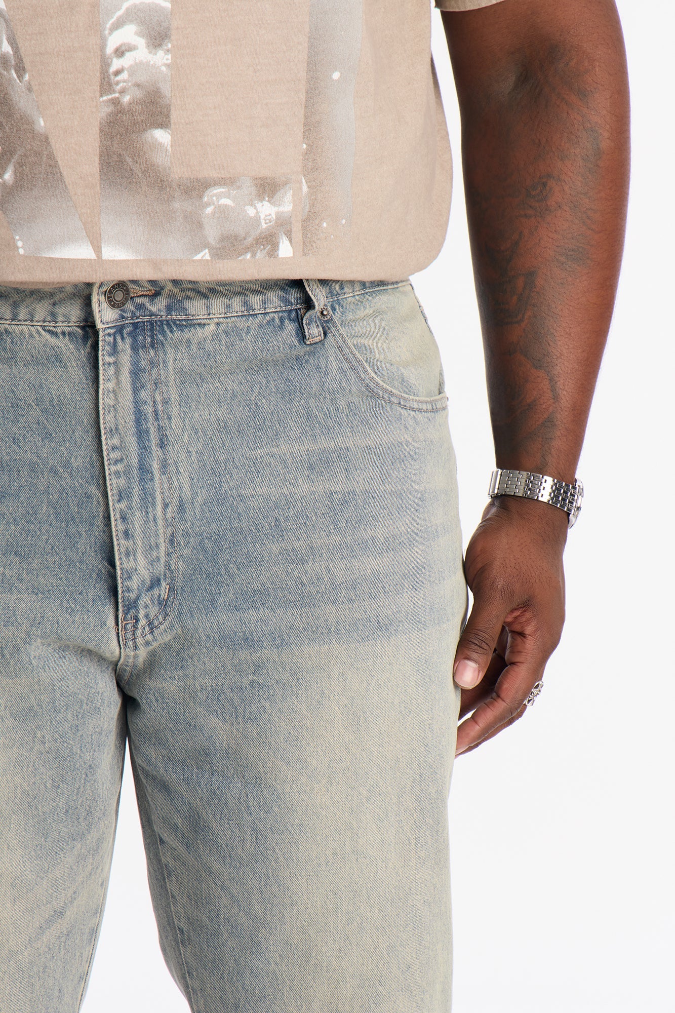Stacked Slim Flare Heat Fray Jean - Light Wash Fashion Nova
