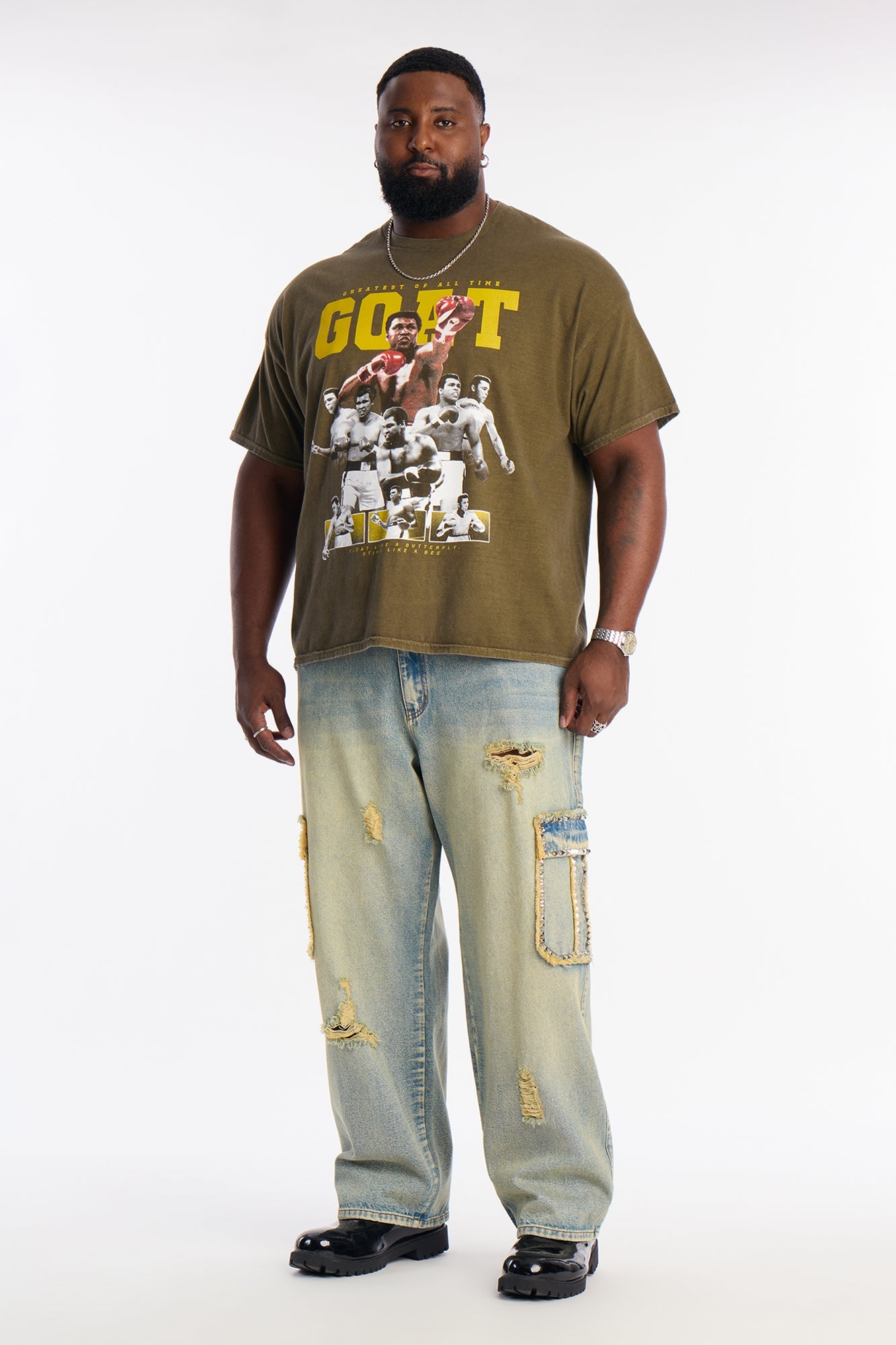Baggy Studded Way Cargo Jean - Vintage Wash Fashion Nova