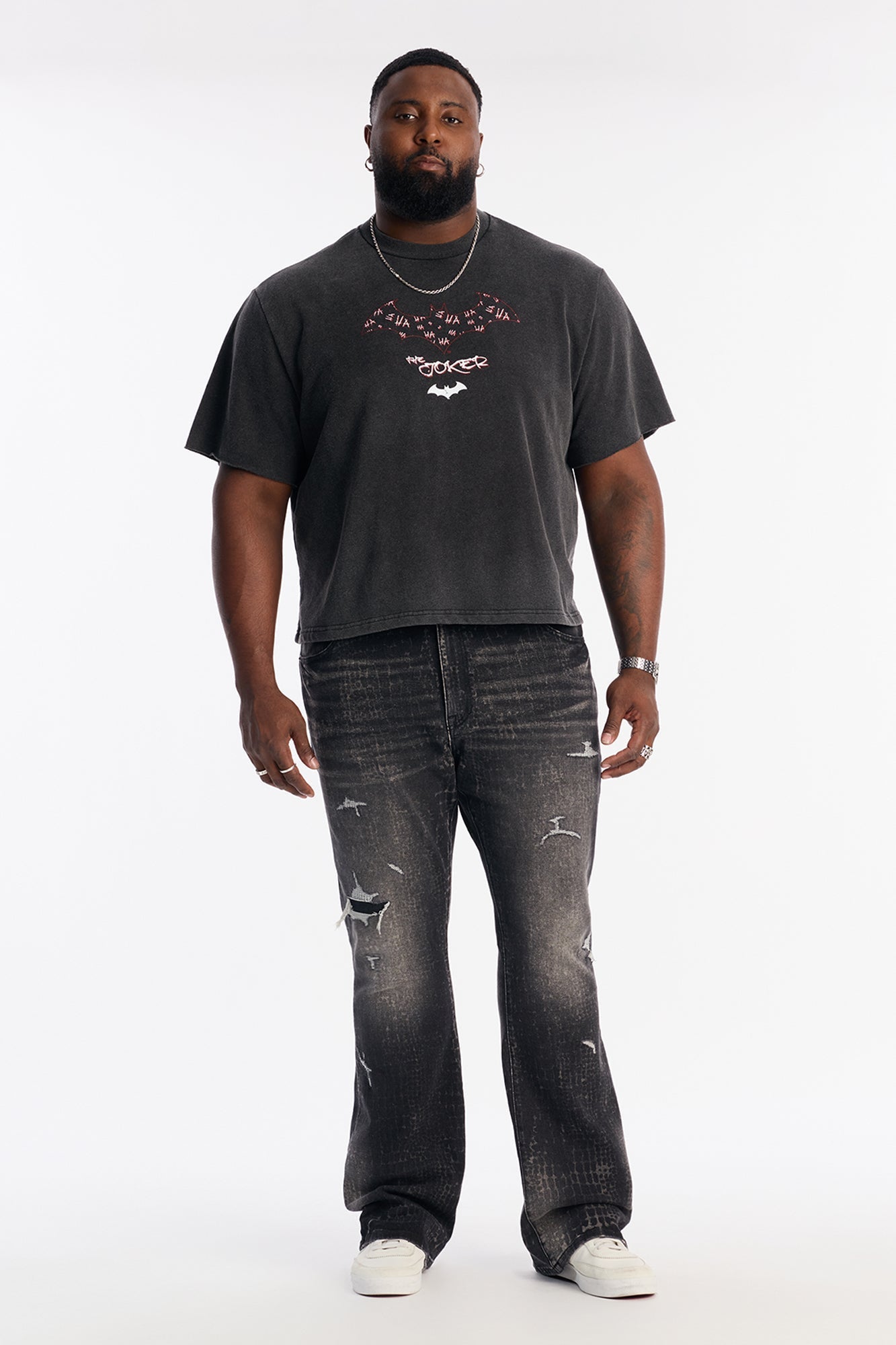 Oversized Joker Anarchy Short Sleeve Fleece Tee - Black Wash Fashion Nova