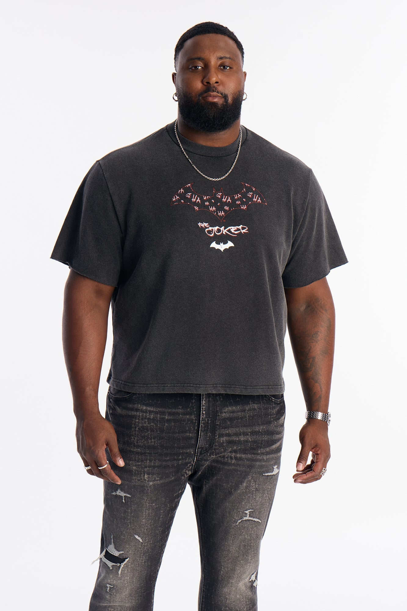Oversized Joker Anarchy Short Sleeve Fleece Tee - Black Wash Fashion Nova