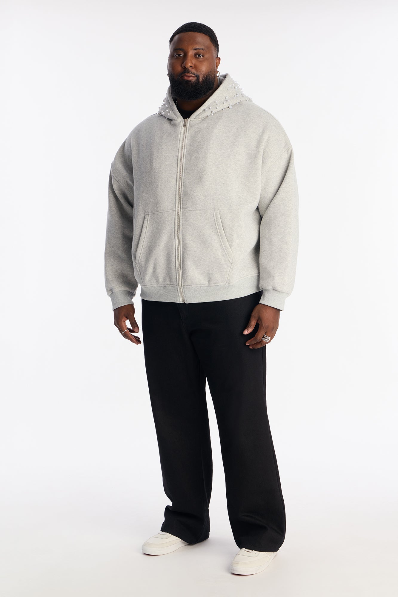 Pearl Oversized Zip Hoodie - Heather Grey Fashion Nova