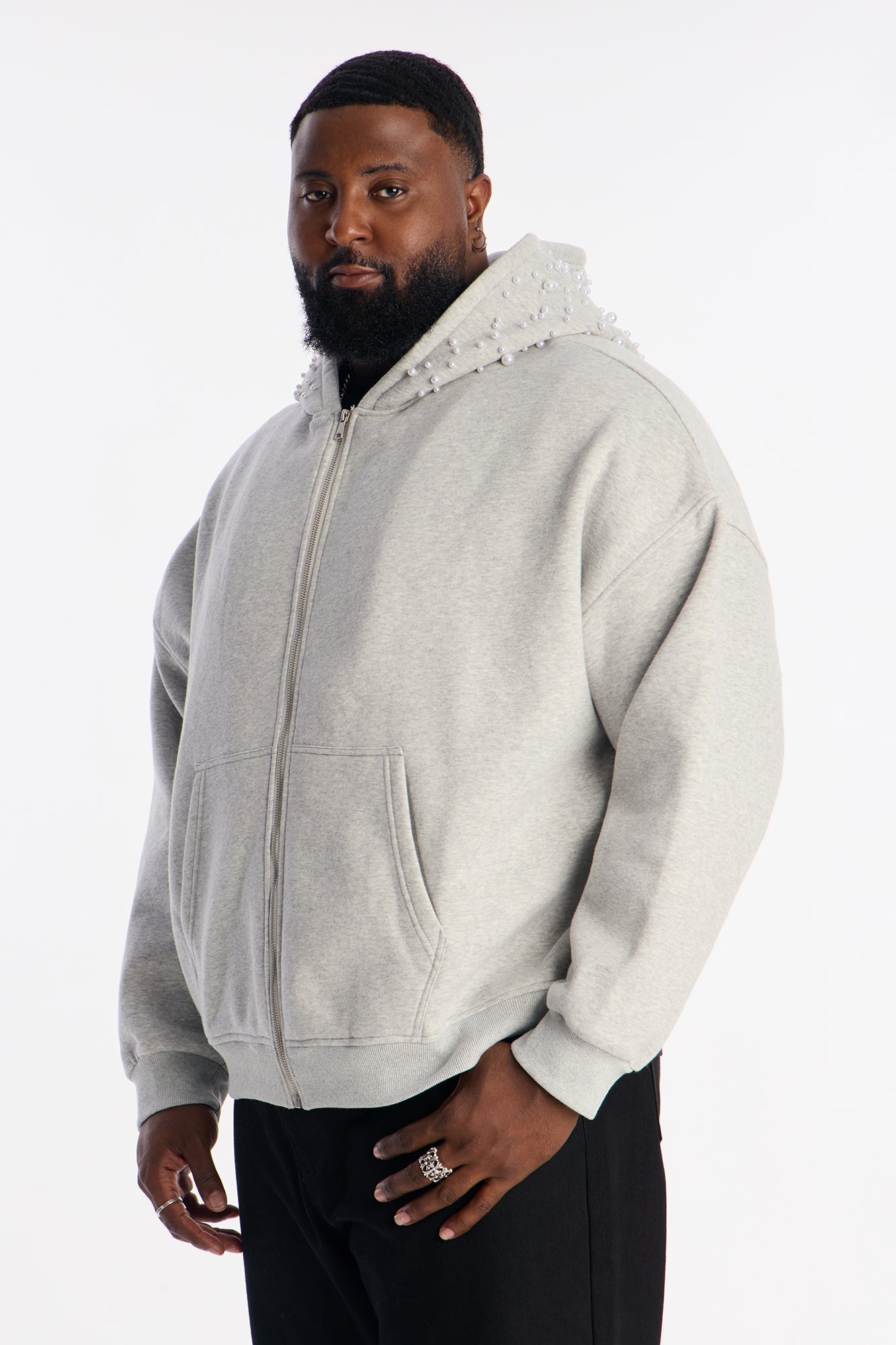 Pearl Oversized Zip Hoodie - Heather Grey Fashion Nova