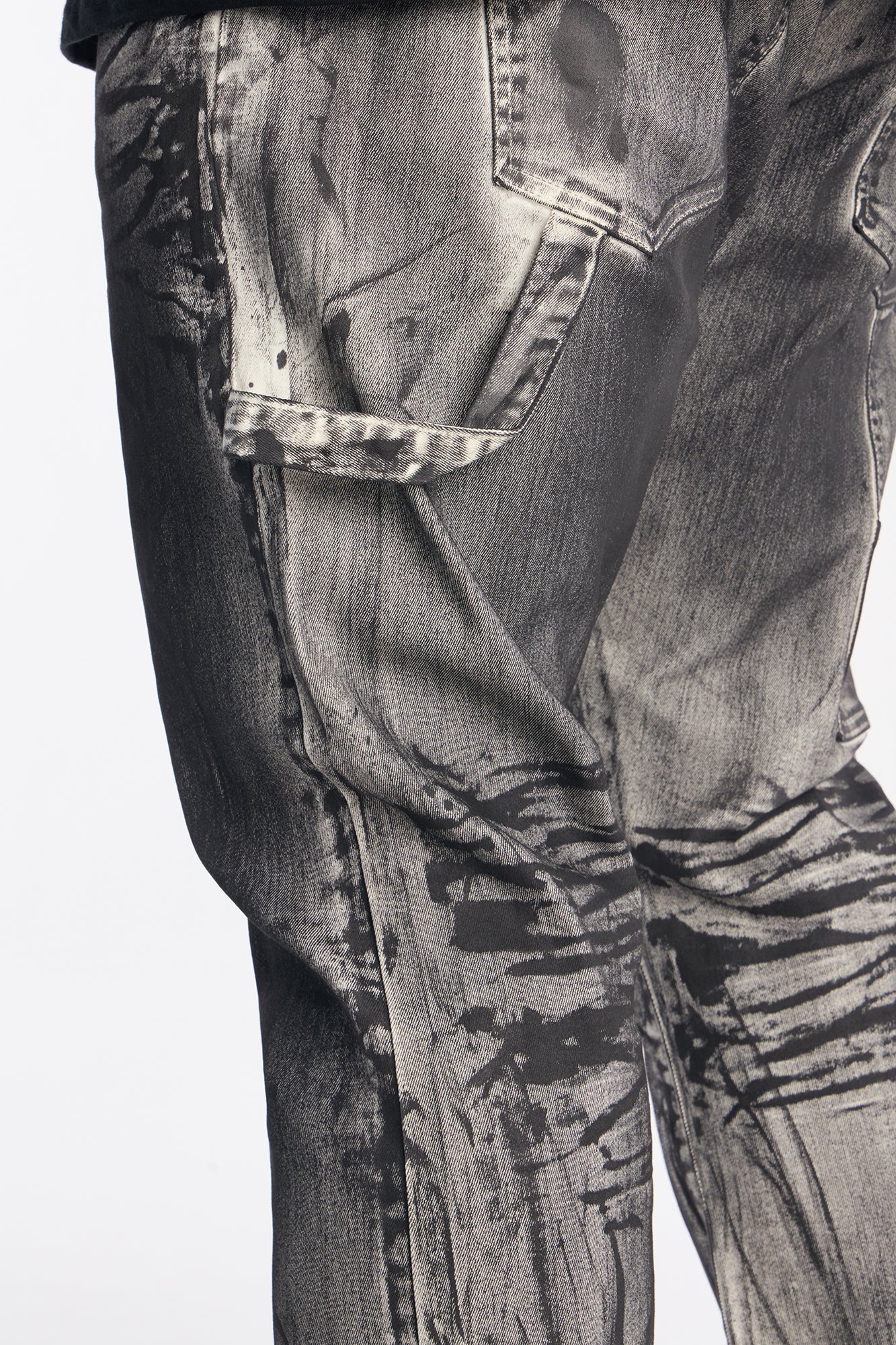 Stacked Skinny Flare Marble Vice Jean - Black/White Fashion Nova
